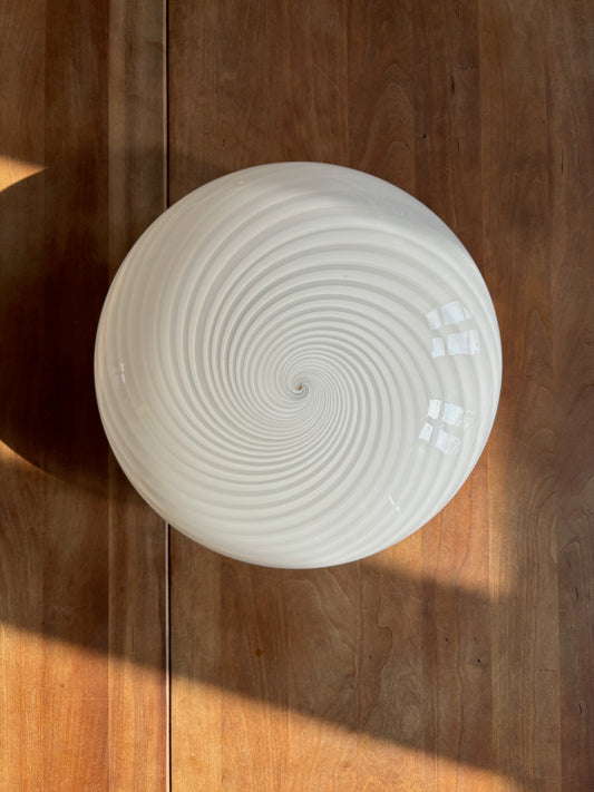 Vintage Murano plafond hvid swirl 30 cm messing ophæng