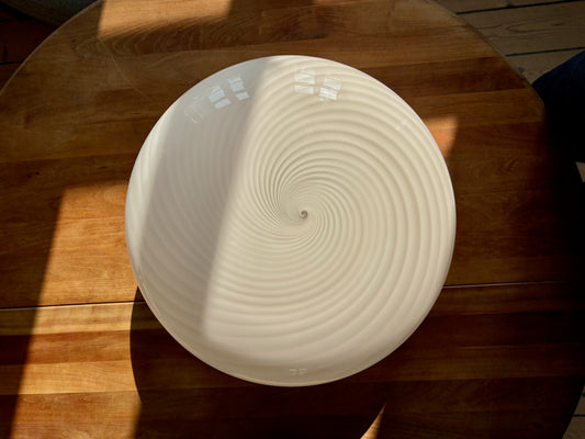 Kæmpe vintage Murano plafond i hvid swirl 50 cm