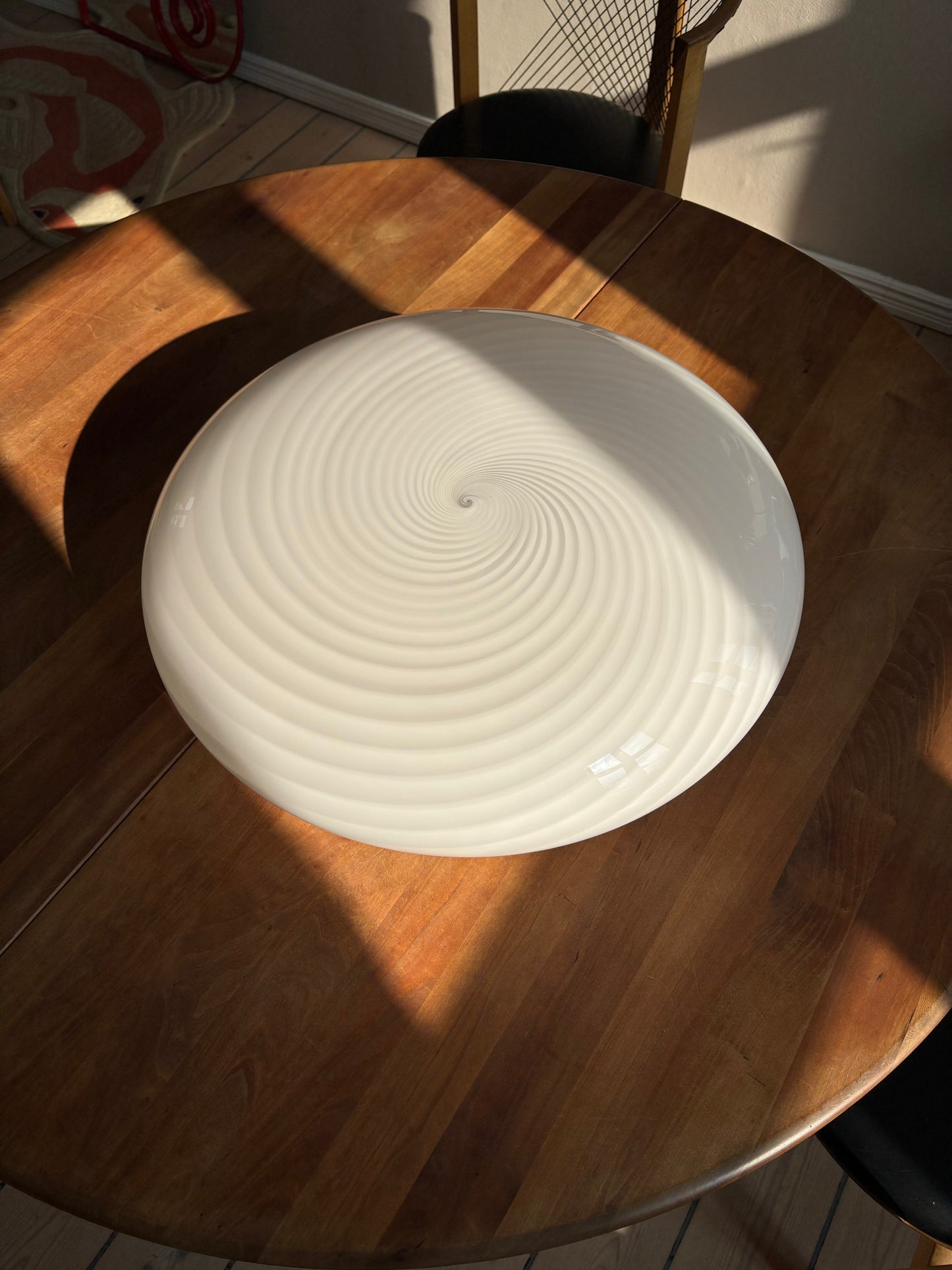 Kæmpe vintage Murano plafond i hvid swirl 50 cm