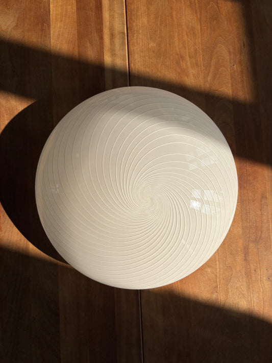 Vintage Murano plafond hvid m. hvidt swirl 40 cm