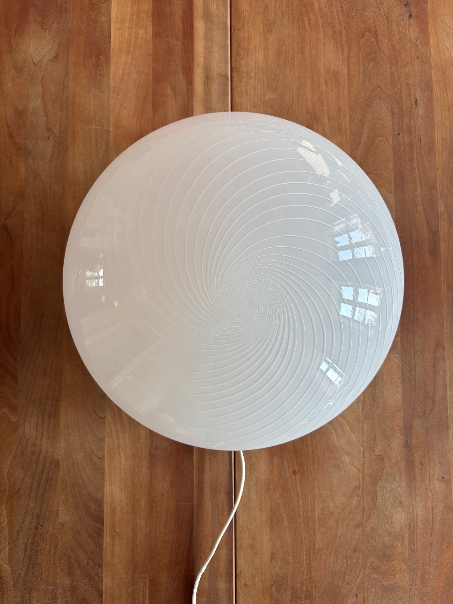 Vintage Murano plafond hvid m. hvidt swirl 40 cm