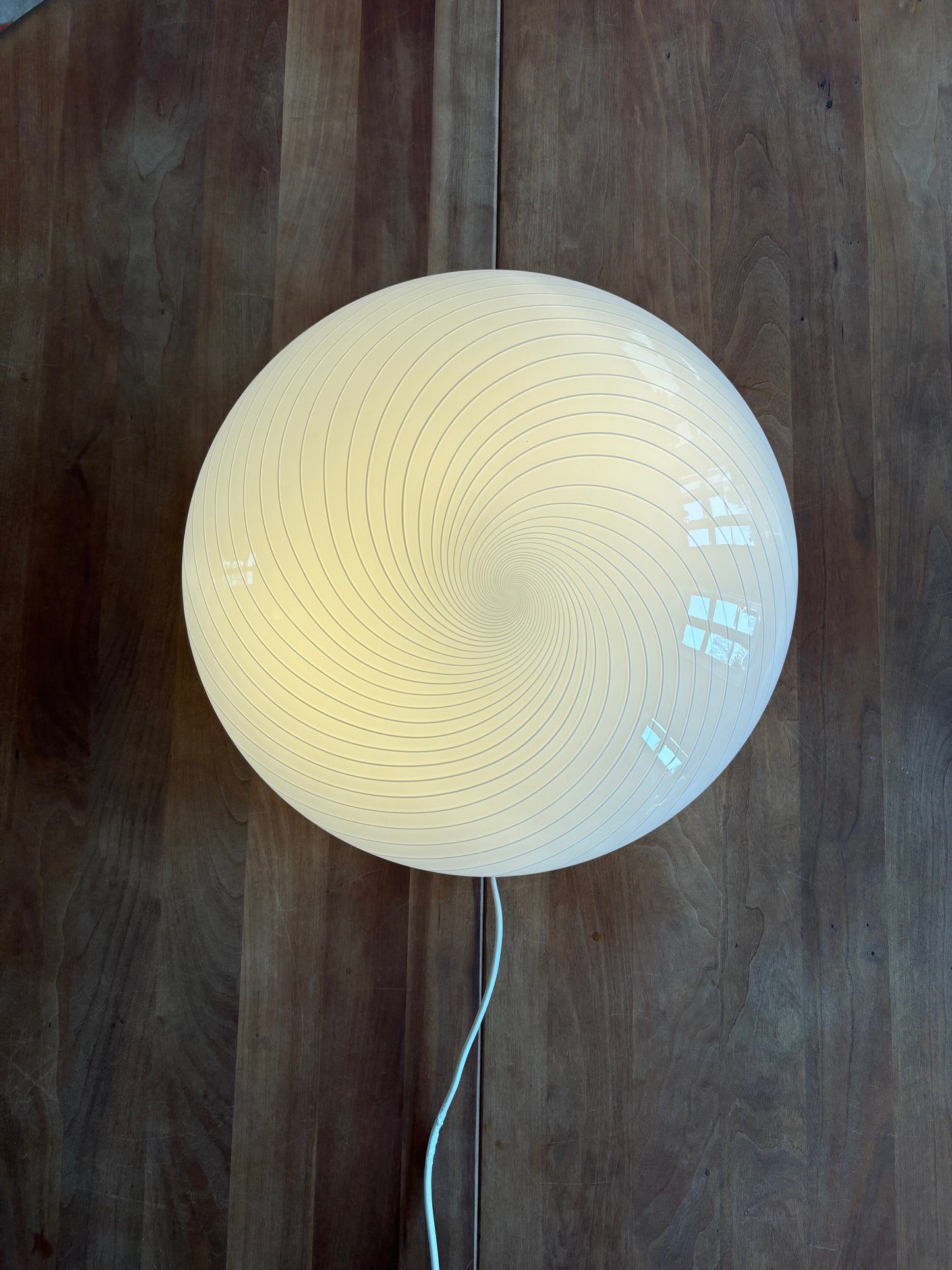 Vintage Murano plafond hvid m. hvidt swirl 40 cm
