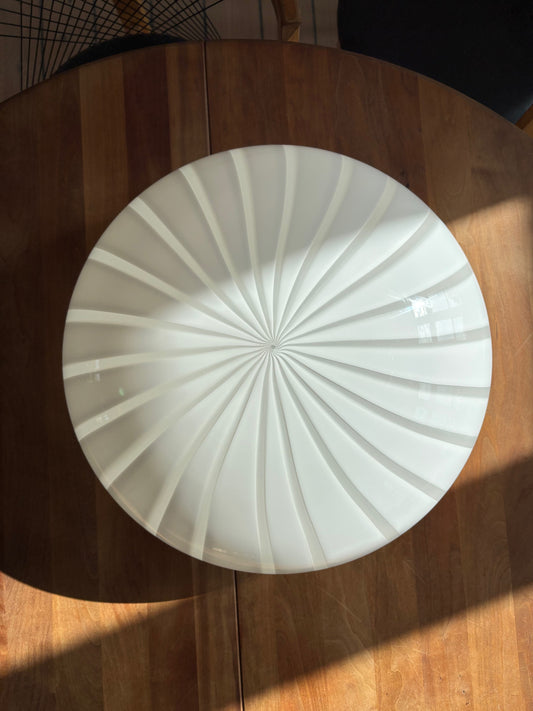Kæmpe vintage Murano plafond hvid vertikalt filigrana 50 cm