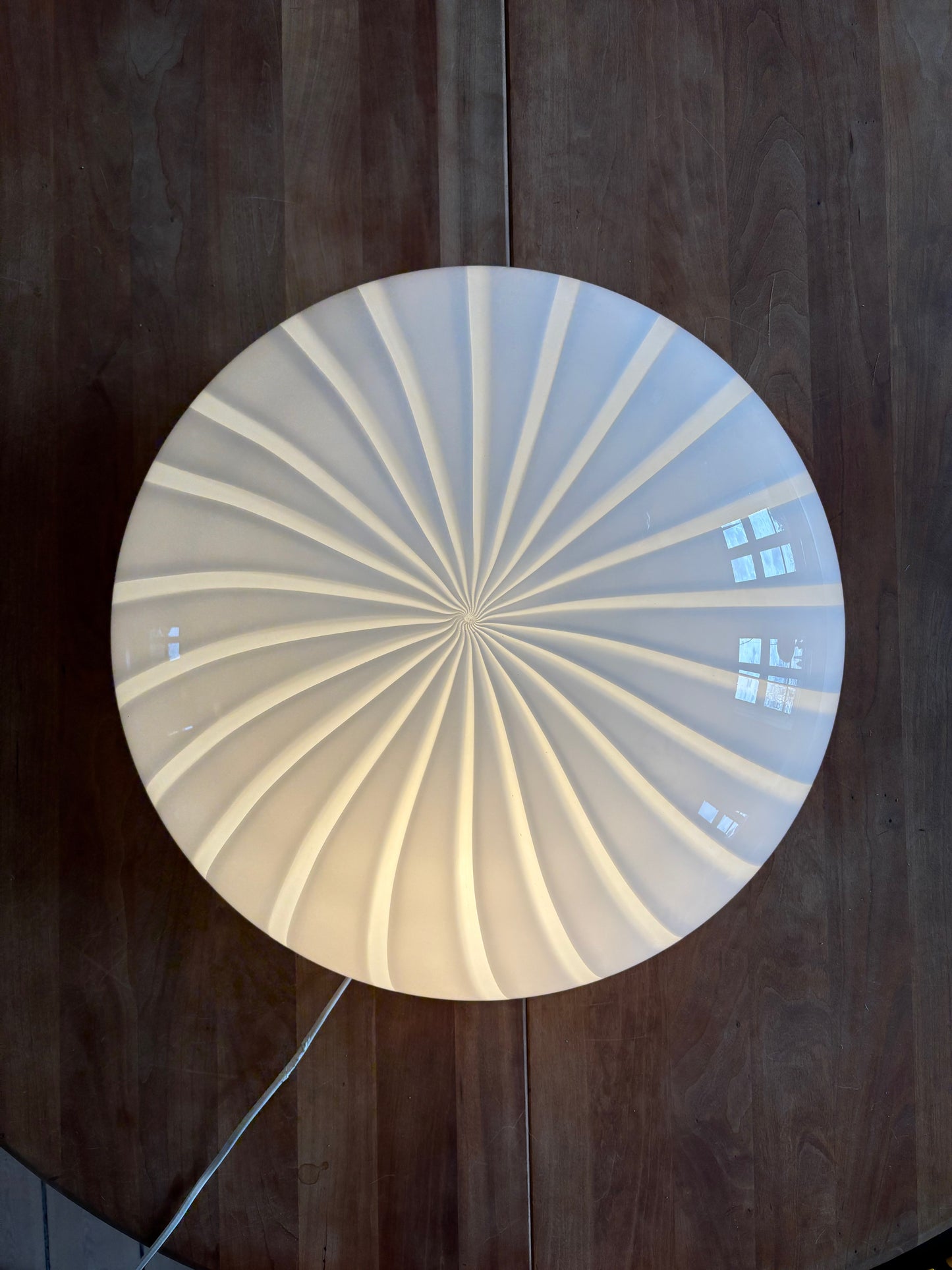 Kæmpe vintage Murano plafond hvid vertikalt filigrana 50 cm