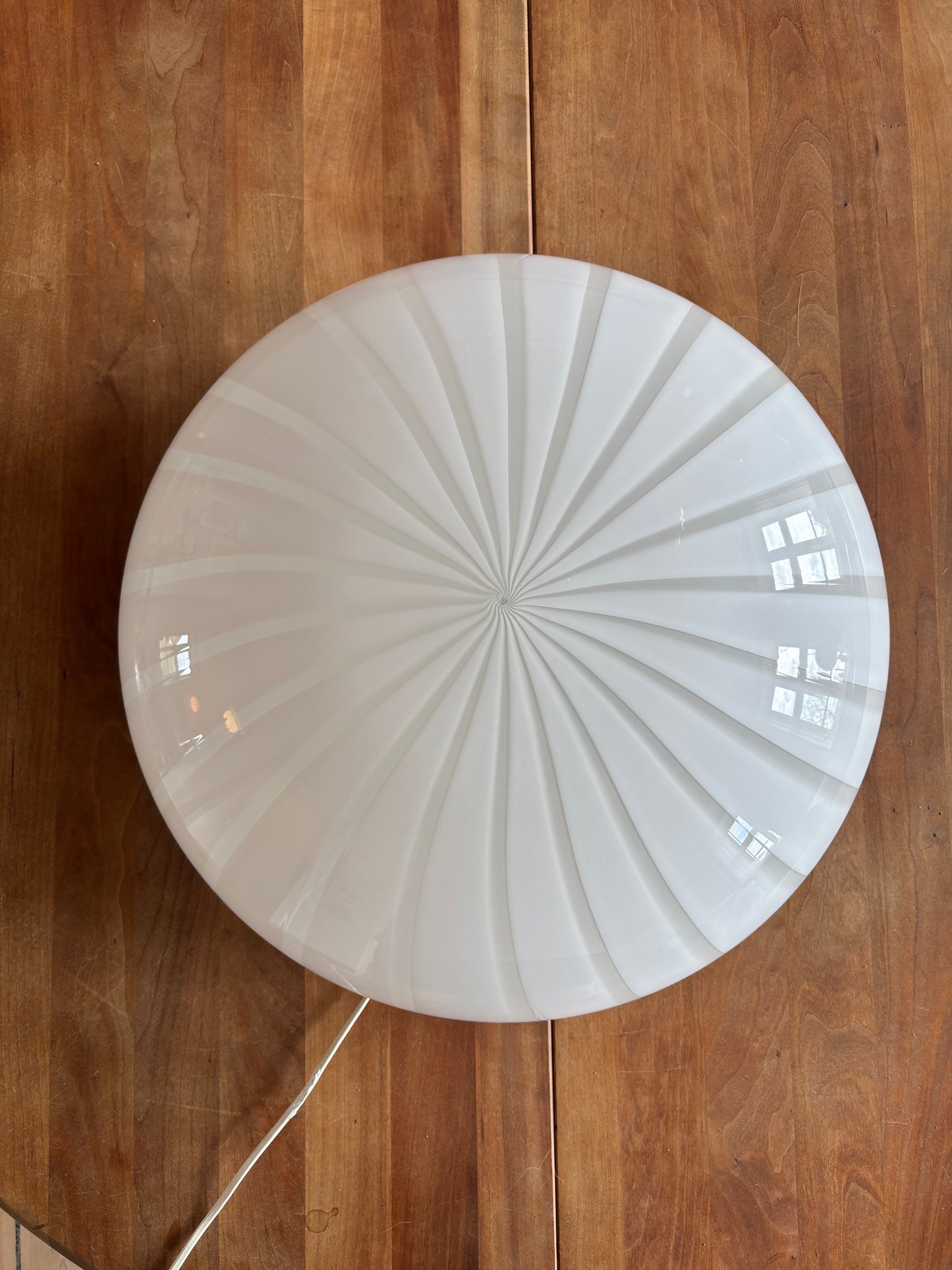 Kæmpe vintage Murano plafond hvid vertikalt filigrana 50 cm
