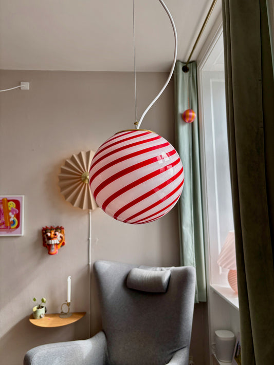 Rød candy swirl Murano lampe 20 cm