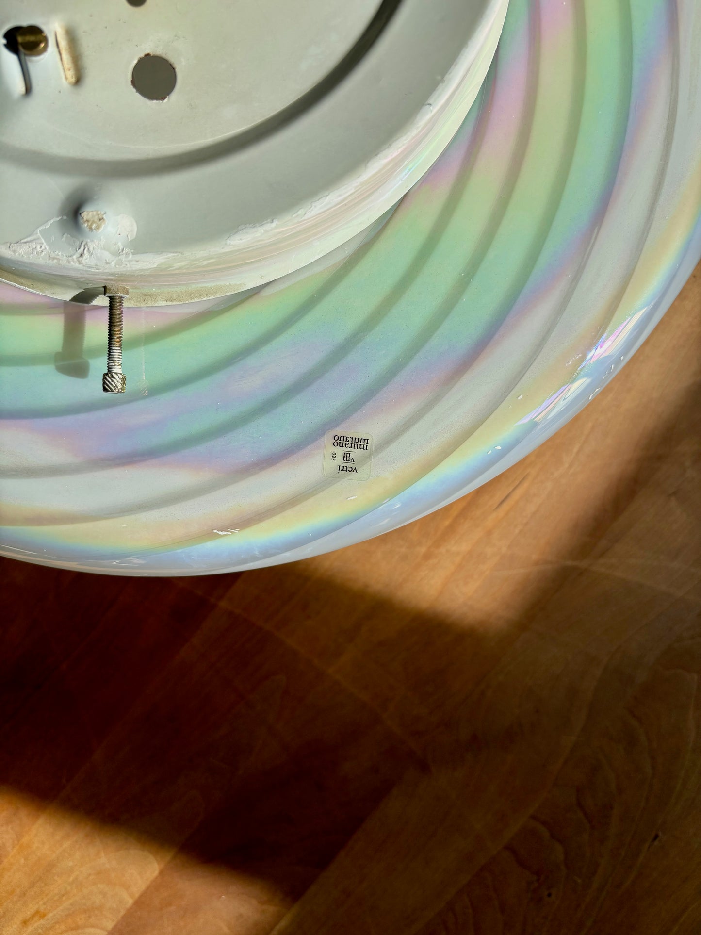 Vintage Effetre Murano plafond iriserende swirl 38 cm