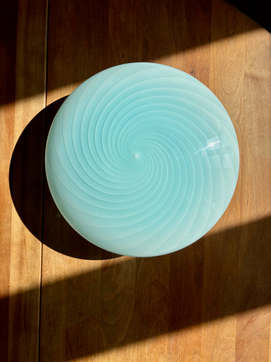 Vintage Murano plafond 30 cm lyseblå swirl