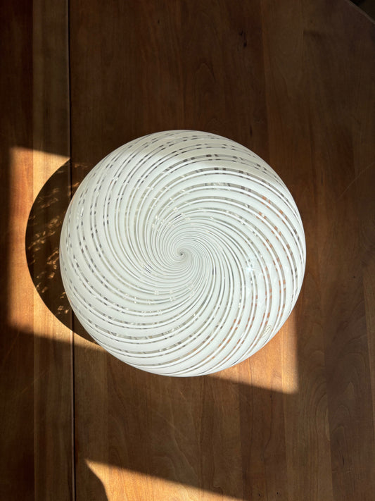 Vintage Murano plafond 30 cm i hvid transparent swirl