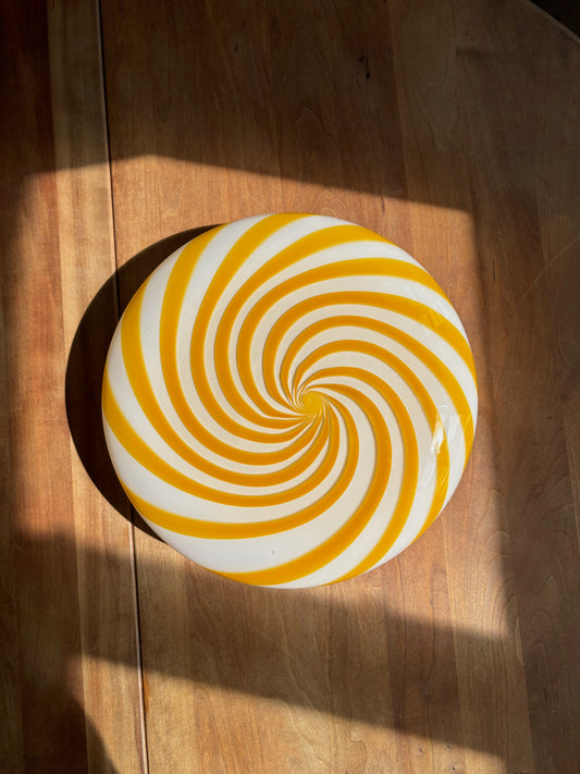 Murano plafond 30 cm i amber gul swirl