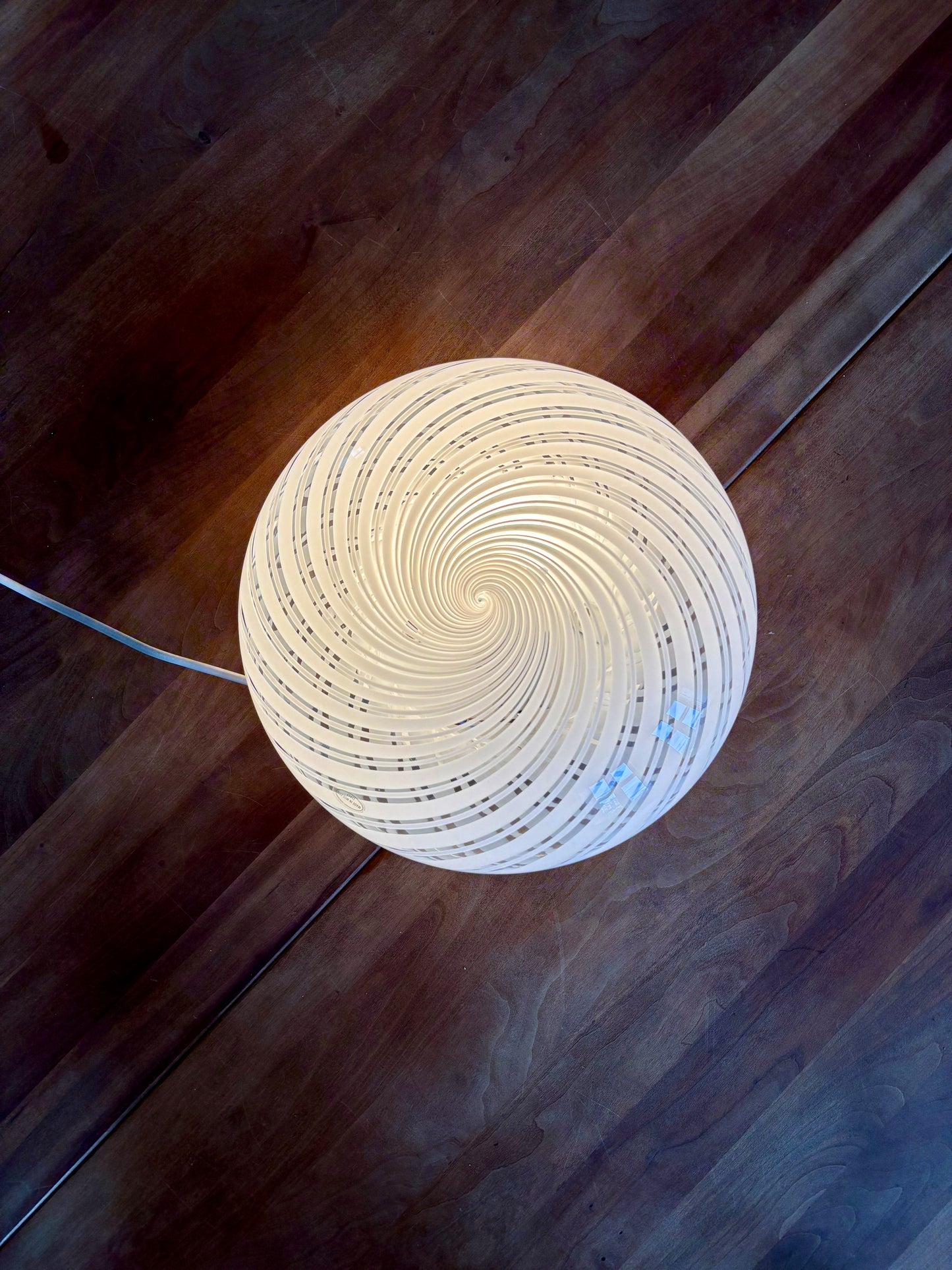 Vintage Murano plafond 30 cm i hvid transparent swirl