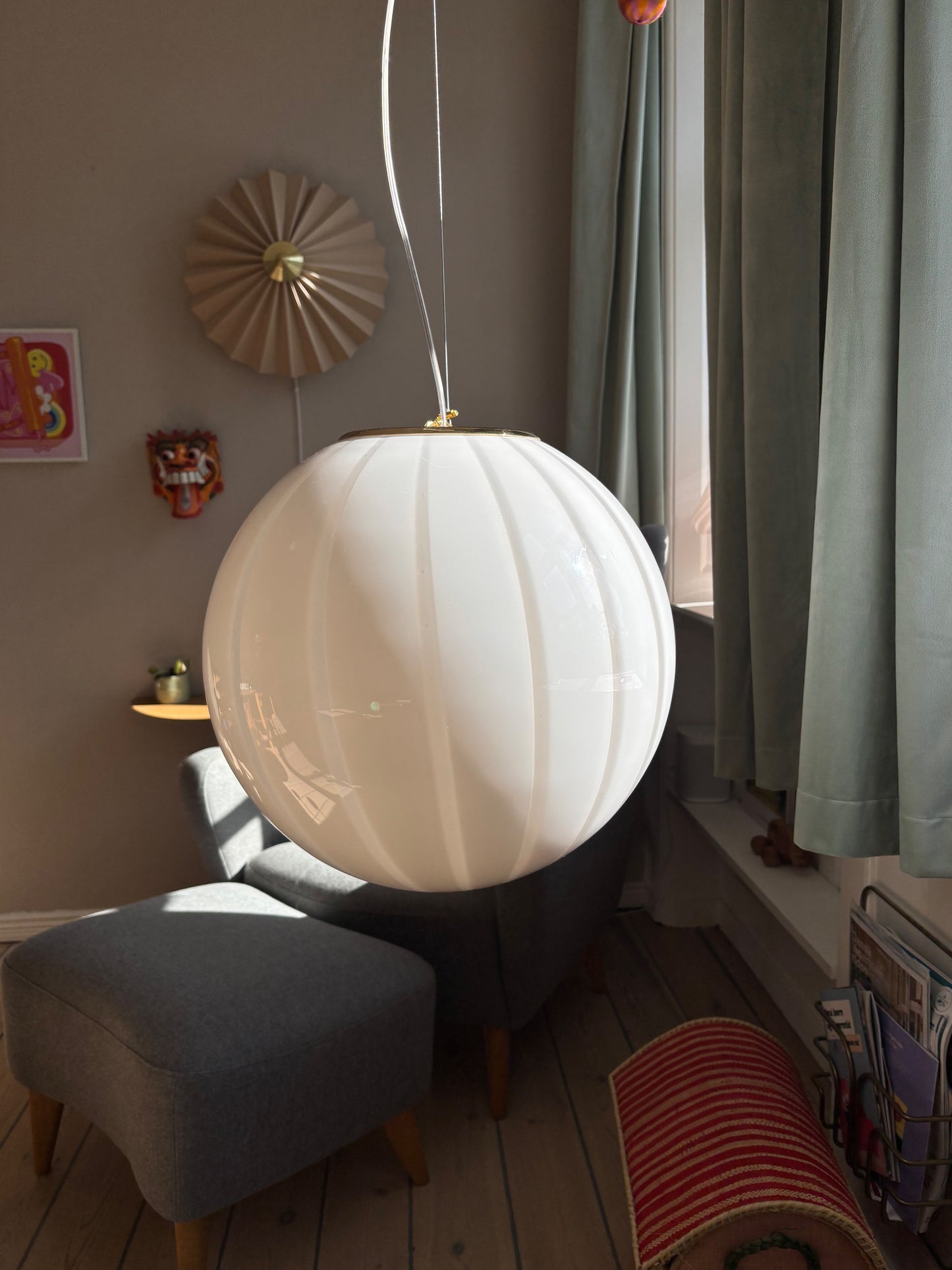 Murano loftslampe med beige vertikale striber i 40 cm