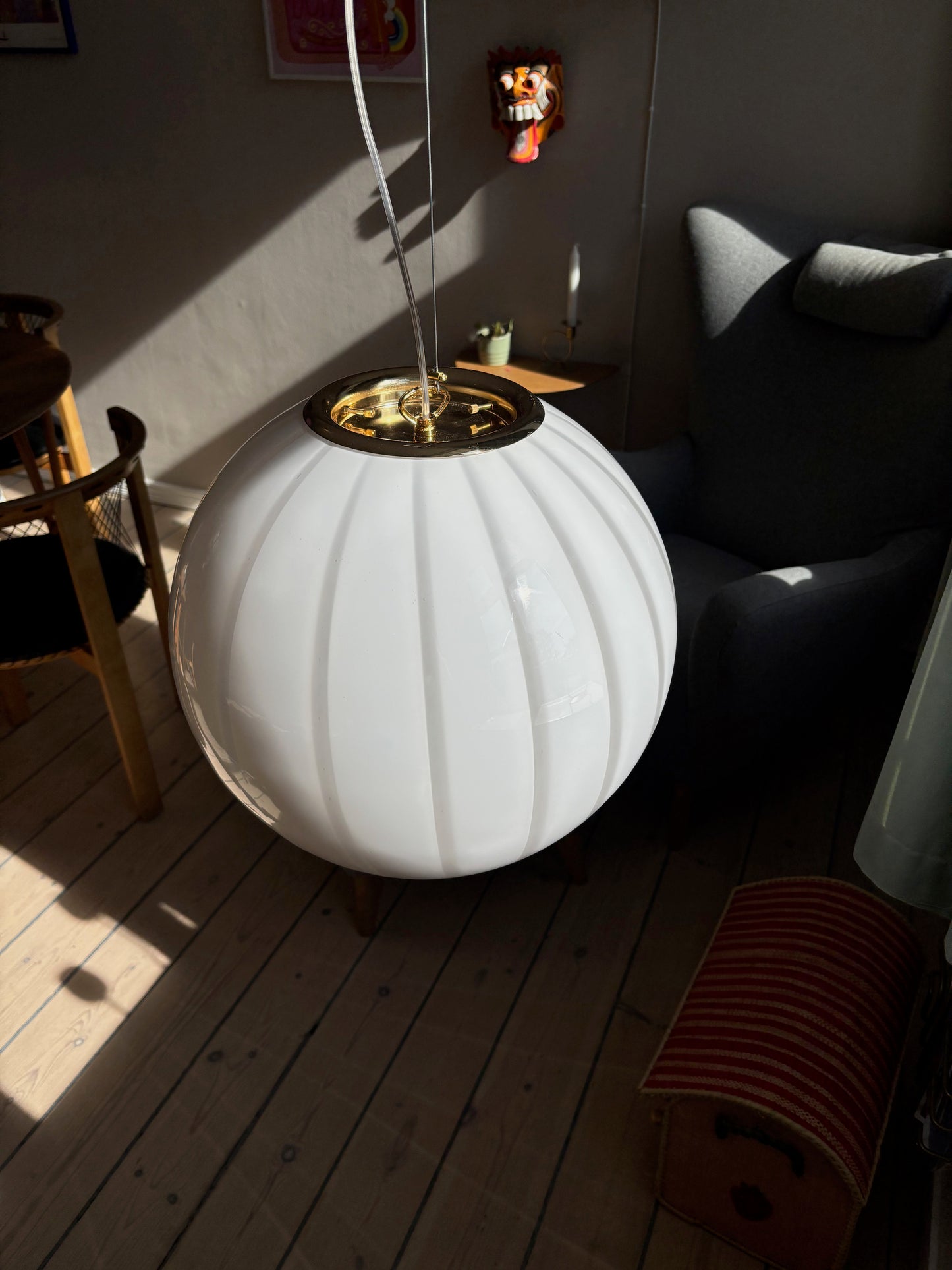 Murano loftslampe med beige vertikale striber i 40 cm