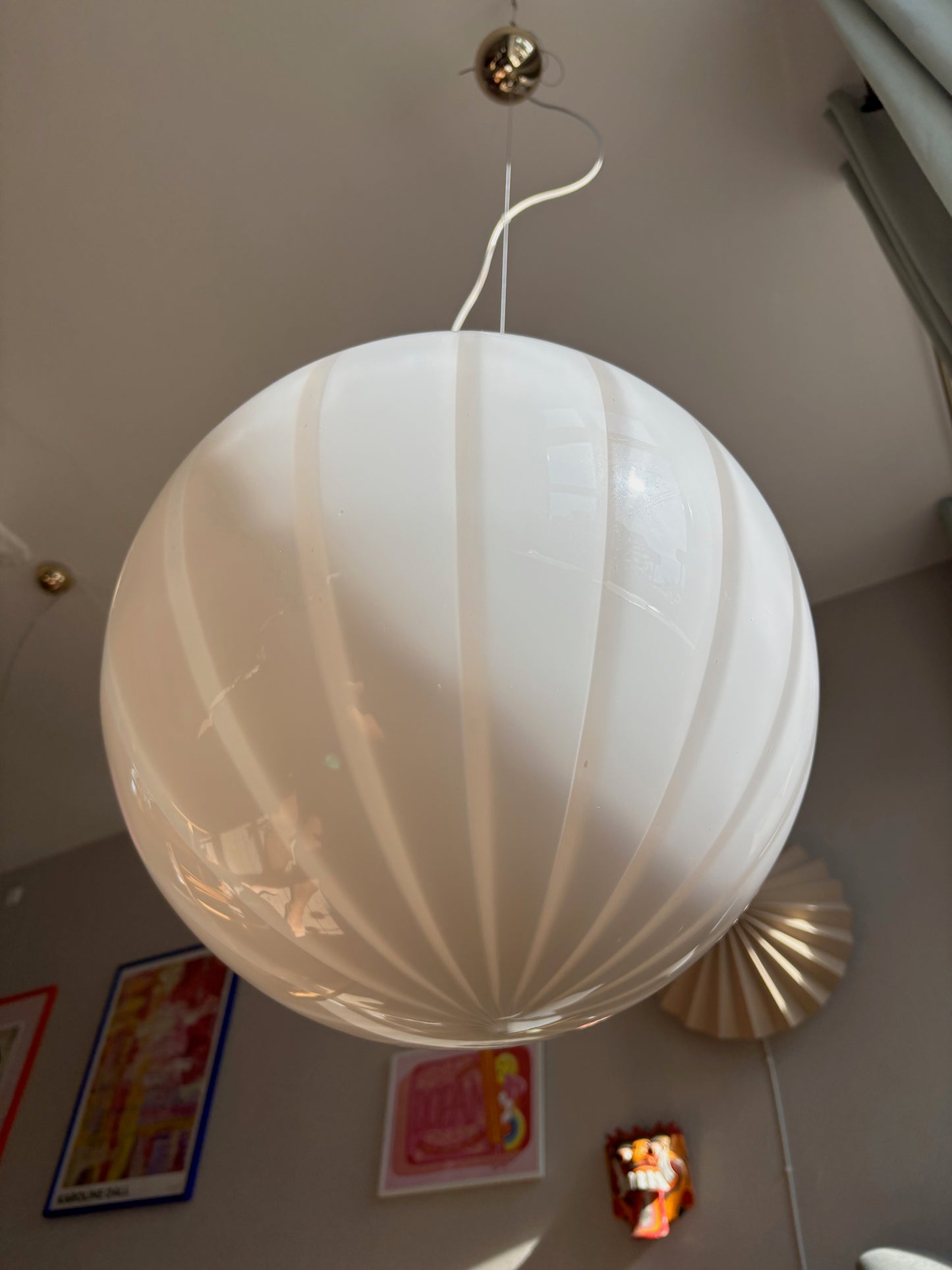Murano loftslampe med beige vertikale striber i 40 cm