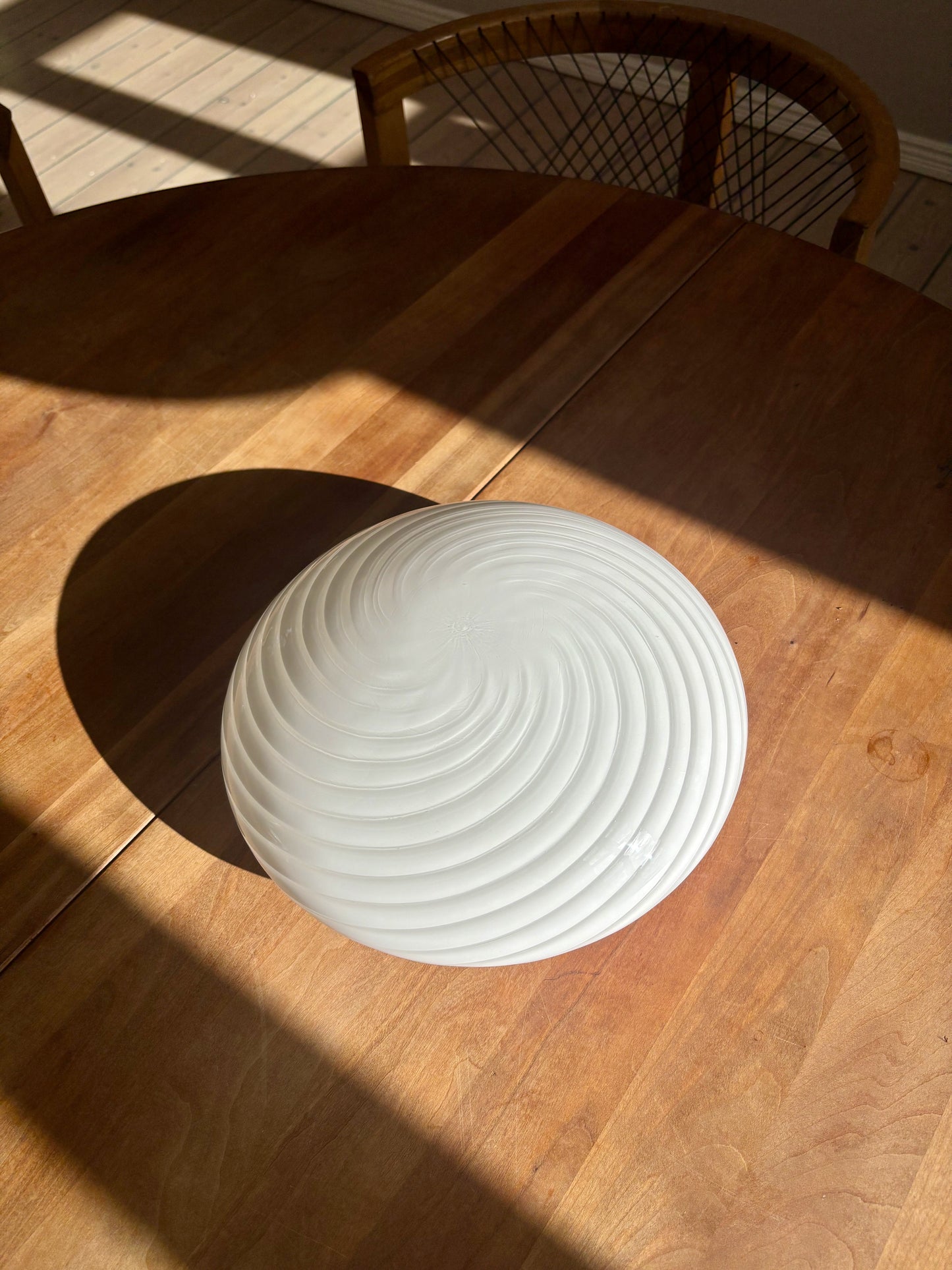 Vintage De Majo Murano plafond hvidt swirl 26 cm