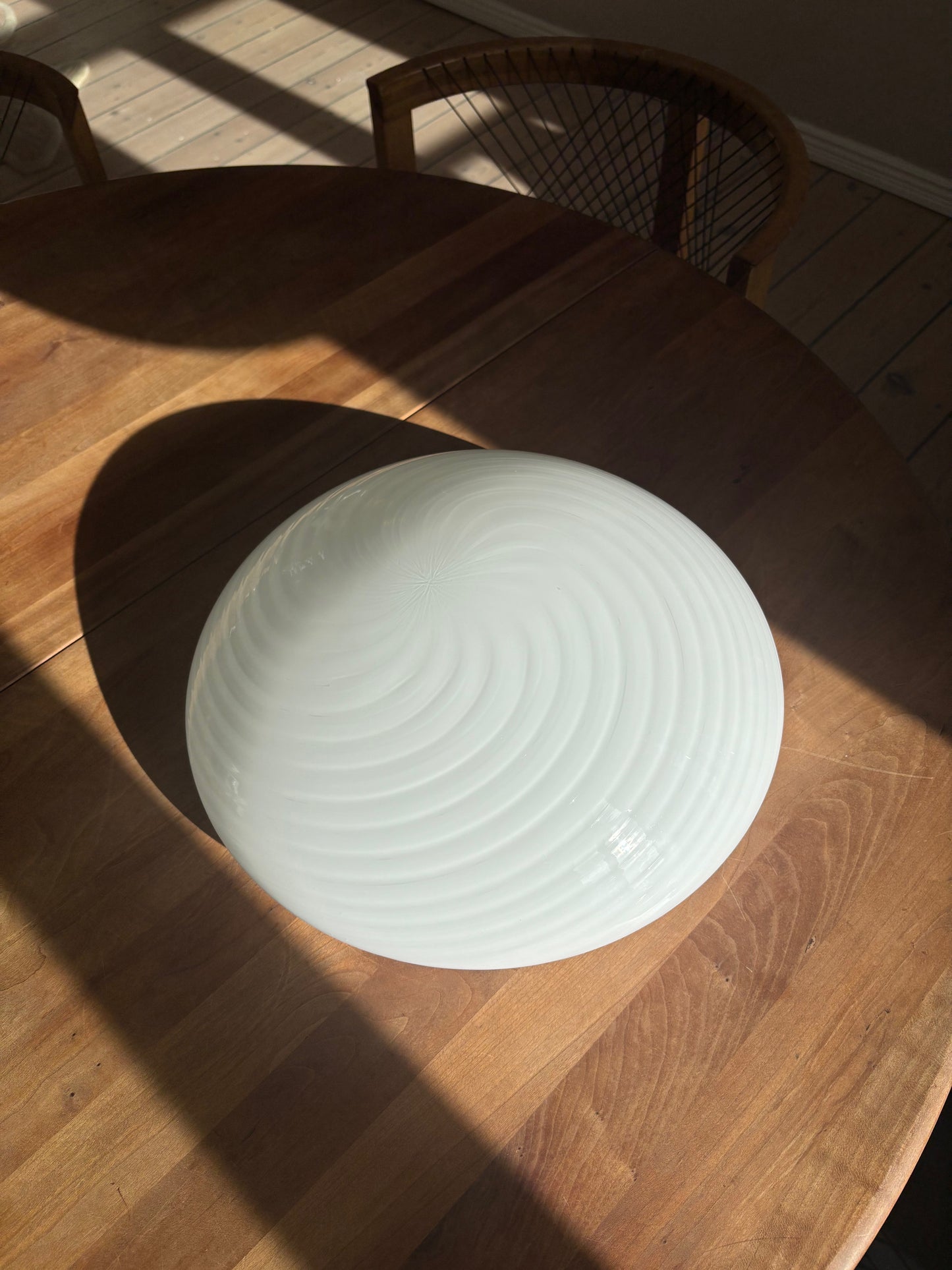 Vintage Murano plafond hvidt swirl 37 cm