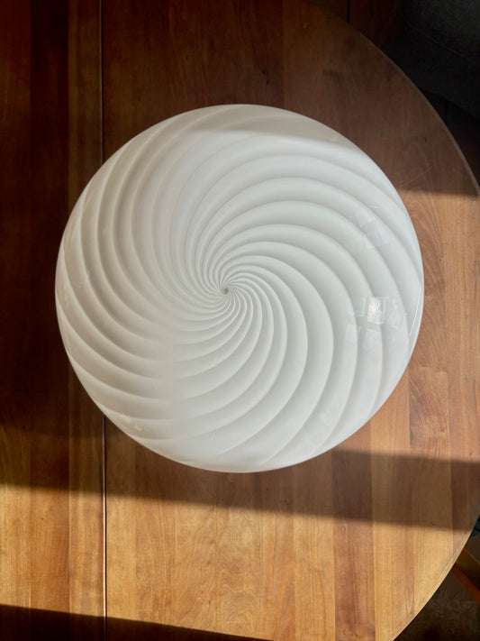 Kæmpe vintage Murano plafond hvidt swirl 48 cm