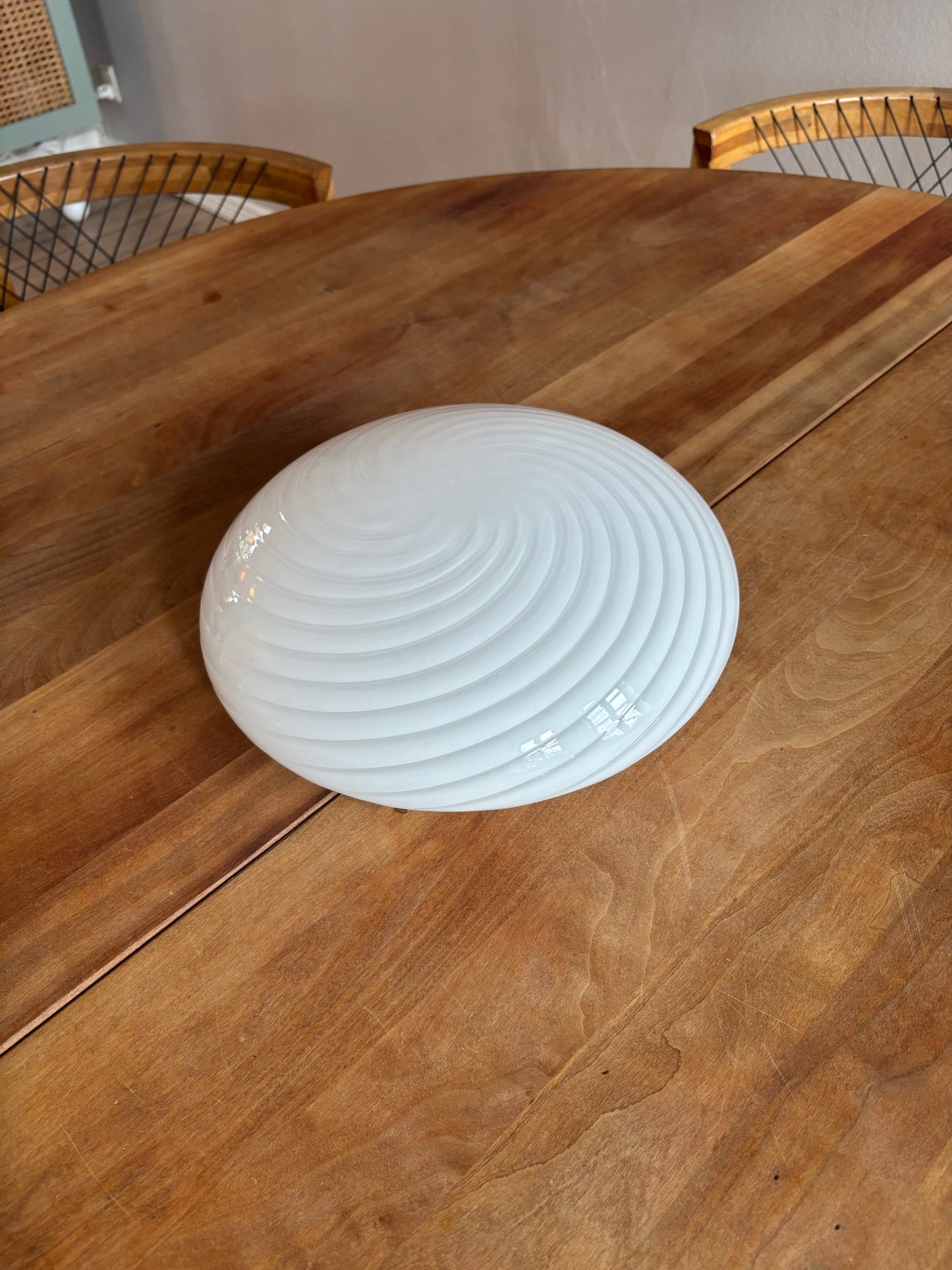 Vintage De Majo Murano plafond hvidt swirl 26 cm