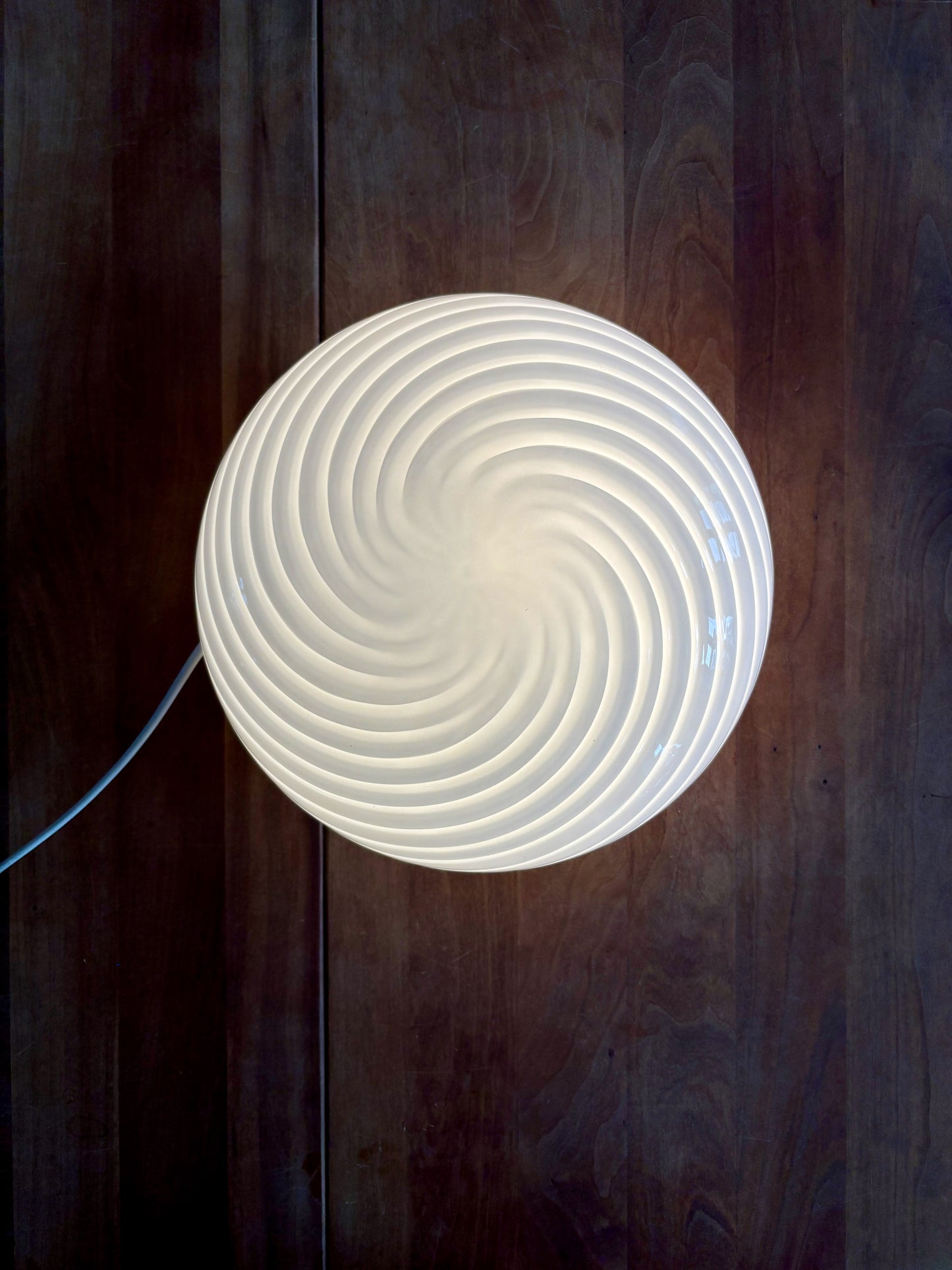 Vintage De Majo Murano plafond hvidt swirl 26 cm