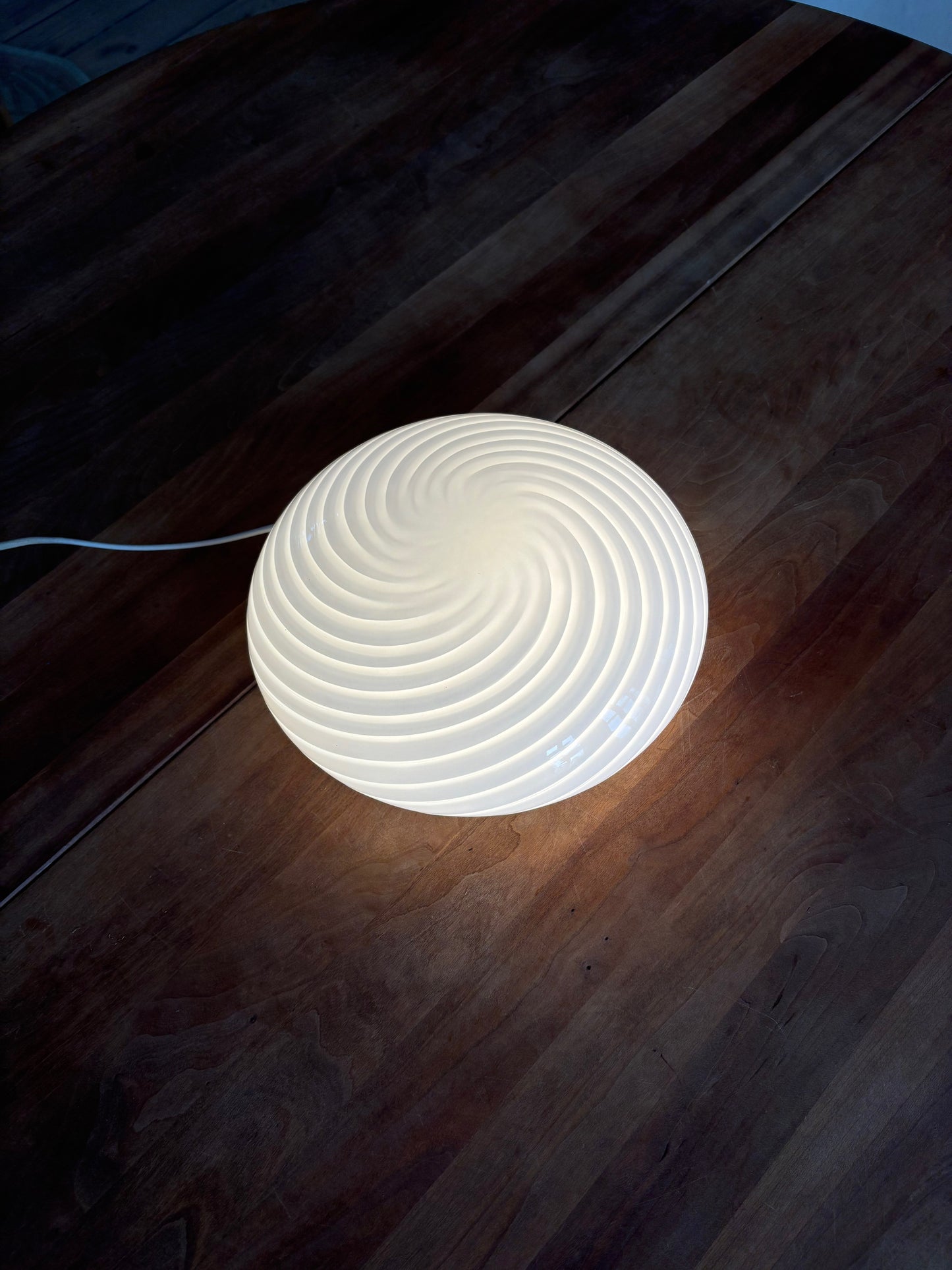 Vintage De Majo Murano plafond hvidt swirl 26 cm