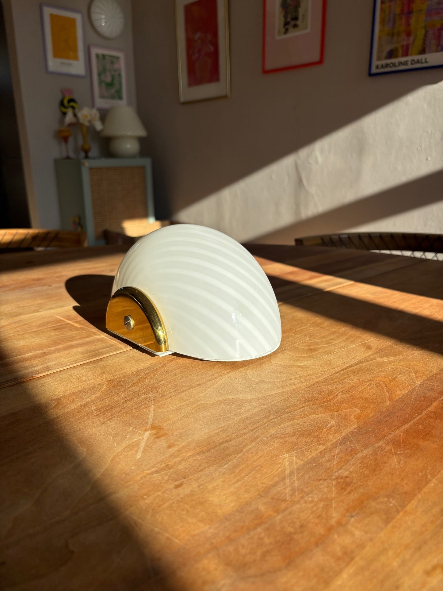 Vintage Murano muslinge væglampe i hvid swirl