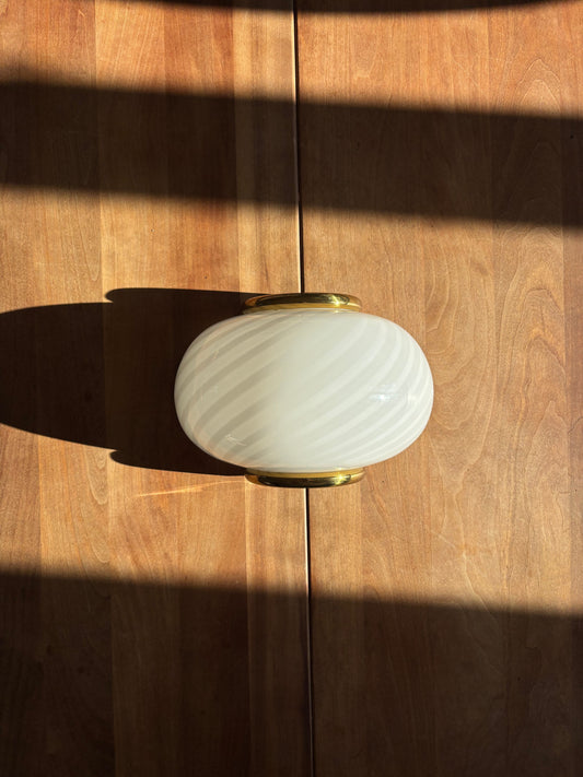 Vintage Murano muslinge væglampe i hvid swirl