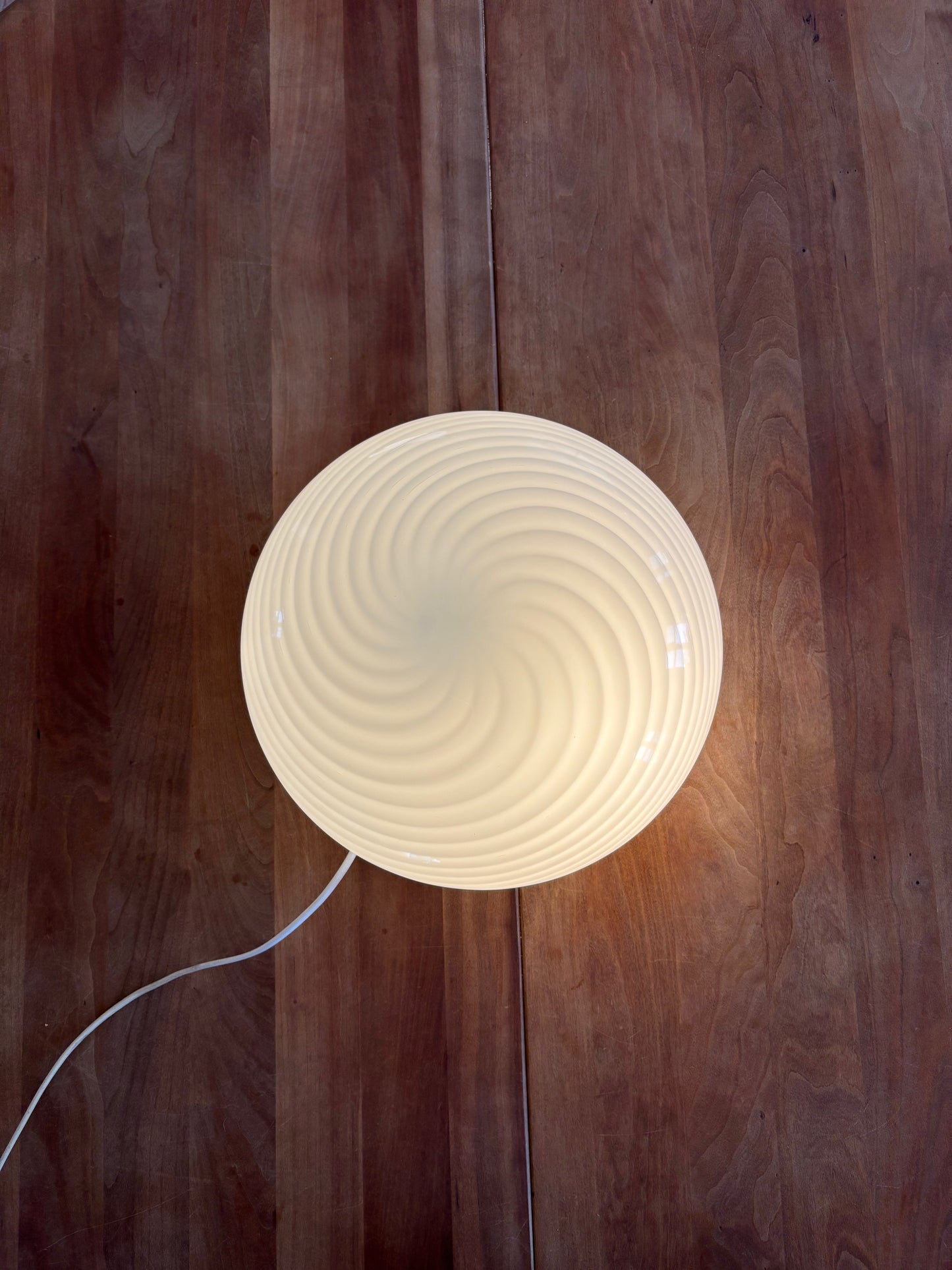 Vintage Murano plafond 30 cm i hvidt swirl