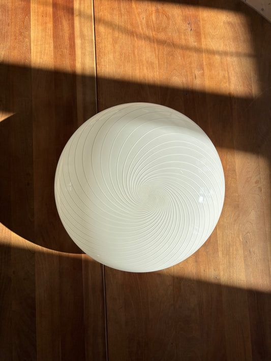 Vintage Murano plafond hvid med hvidt swirl 36 cm