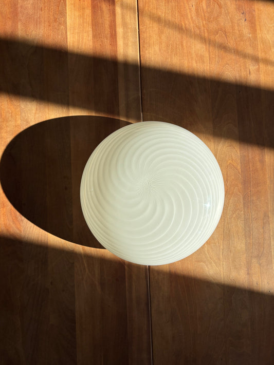 Vintage Murano plafond 30 cm i hvidt swirl