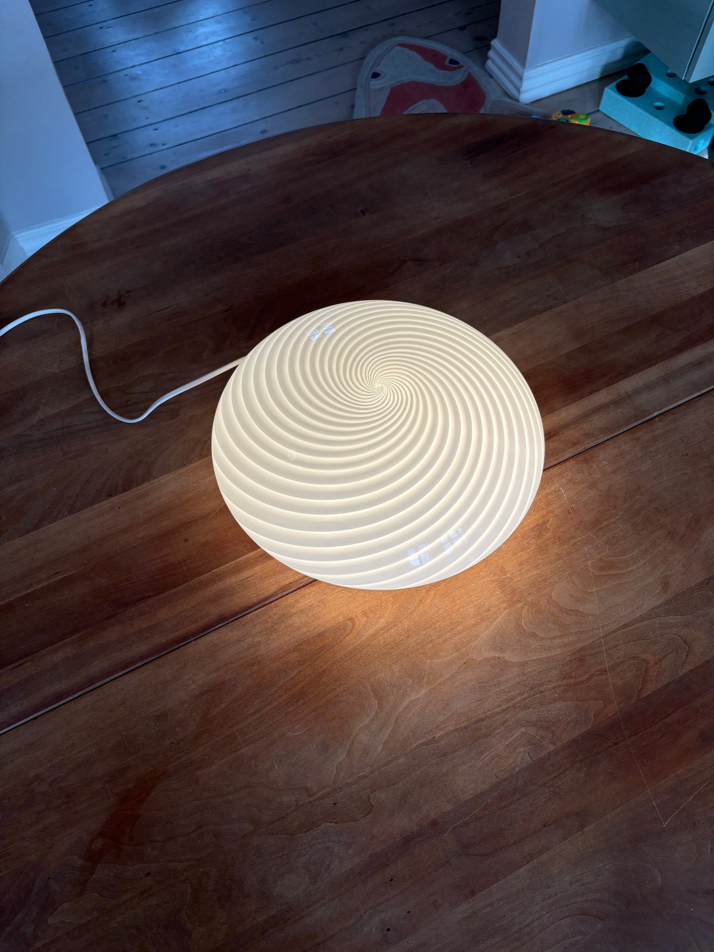 Vintage Murano plafond med hvidt swirl 30 cm