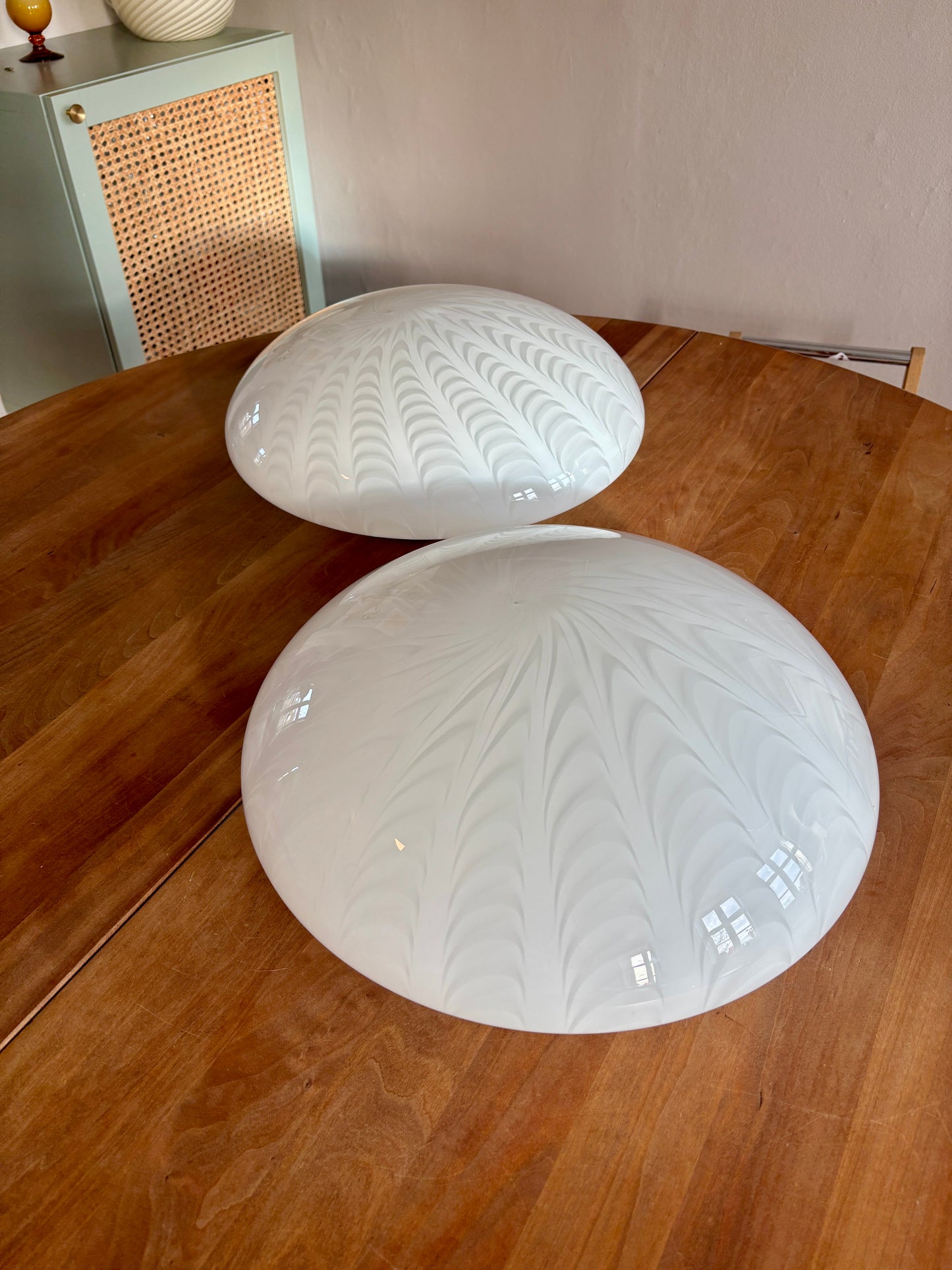 Vintage Murano hvid peacock plafond 38 cm