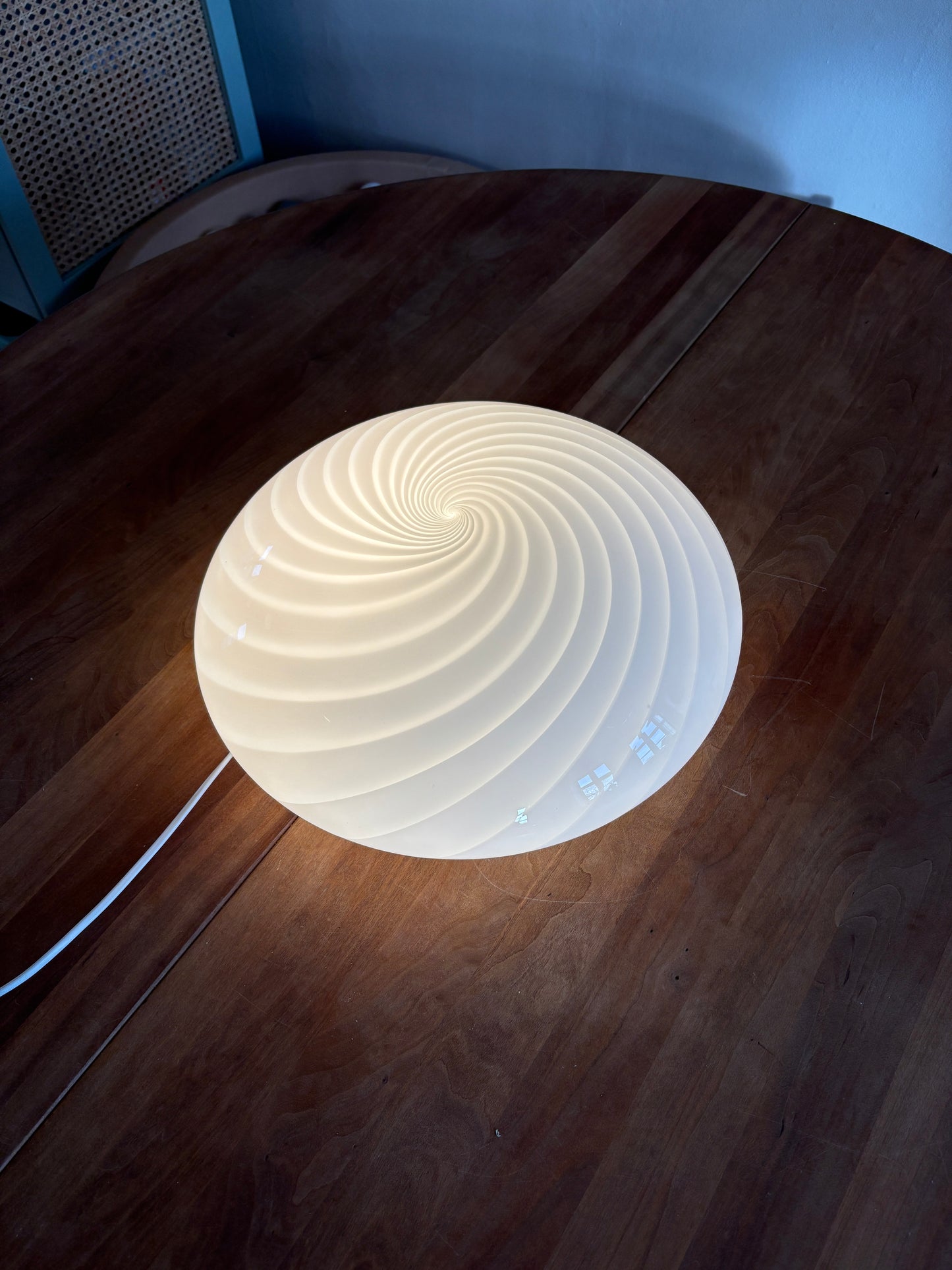 Vintage Murano plafond med hvidt swirl 38 cm