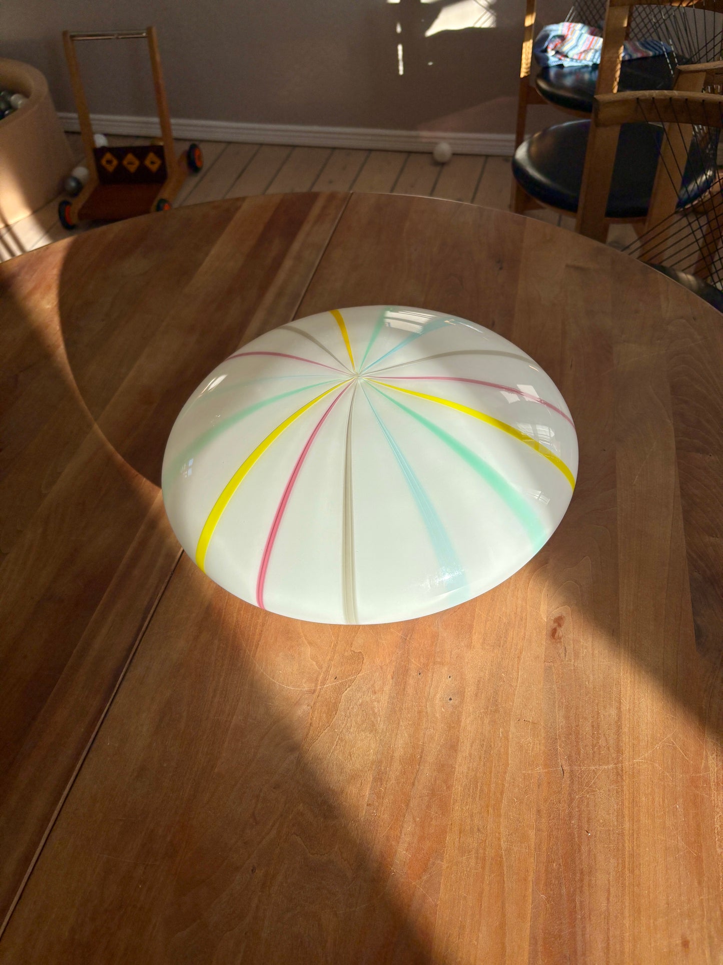 Kæmpe vintage Murano plafond lampe med multicolor filigrana mønster