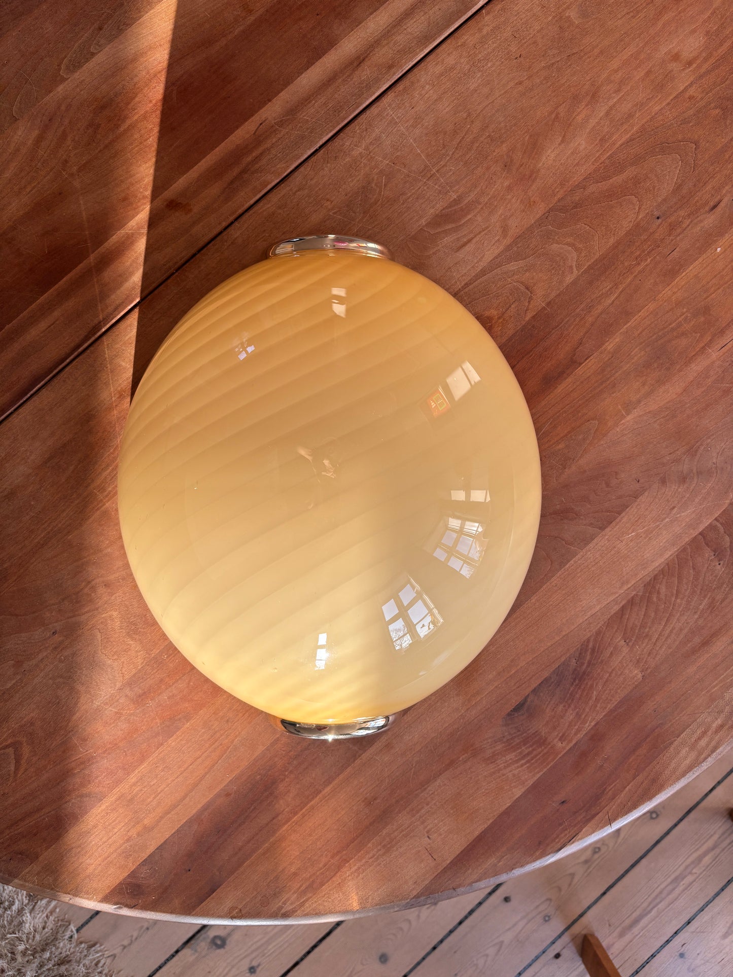 Sjælden kæmpe vintage Murano muslinge væglampe i gult swirl