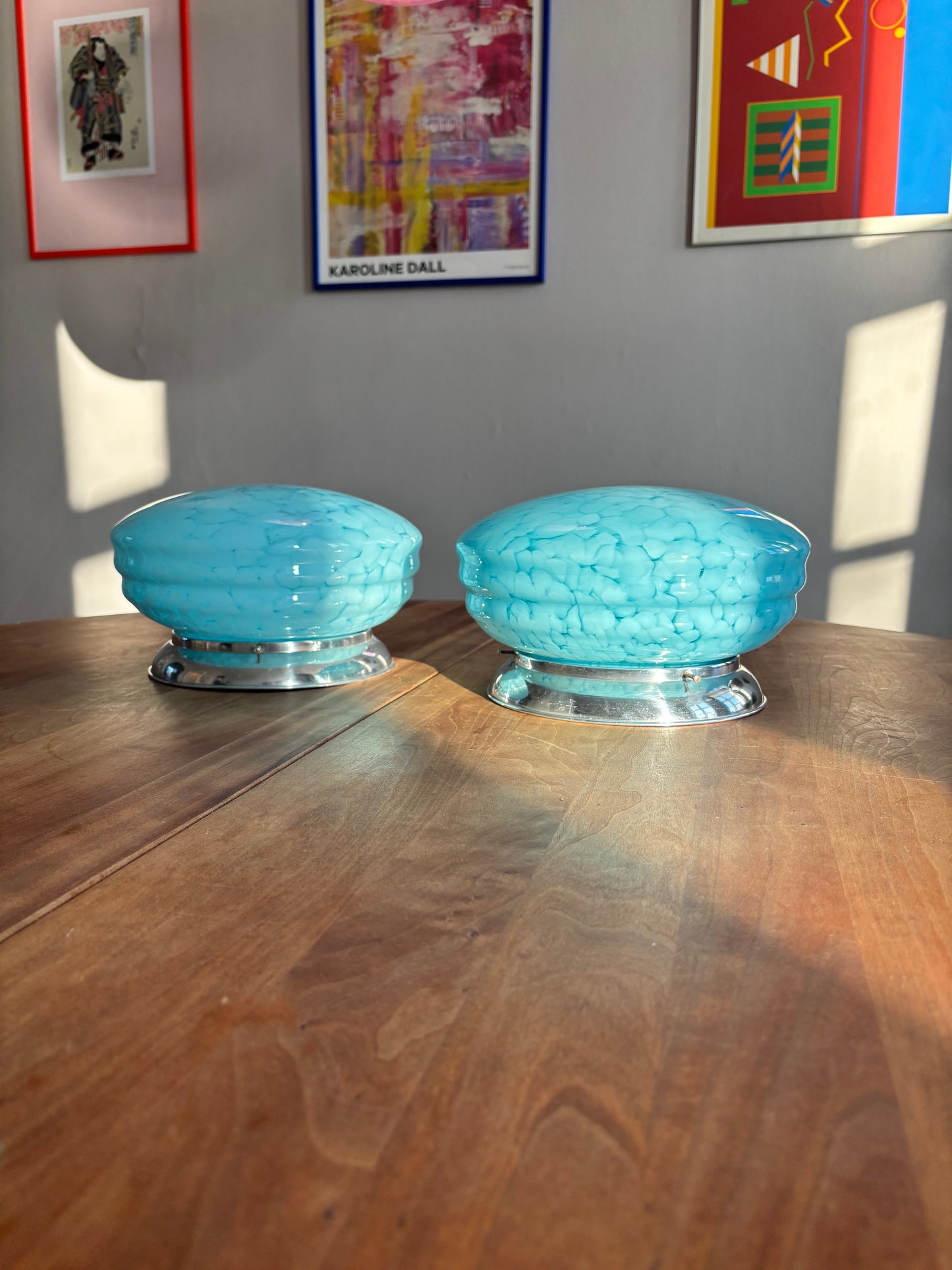 Vintage Murano plafonds i blåt mønster 25 cm