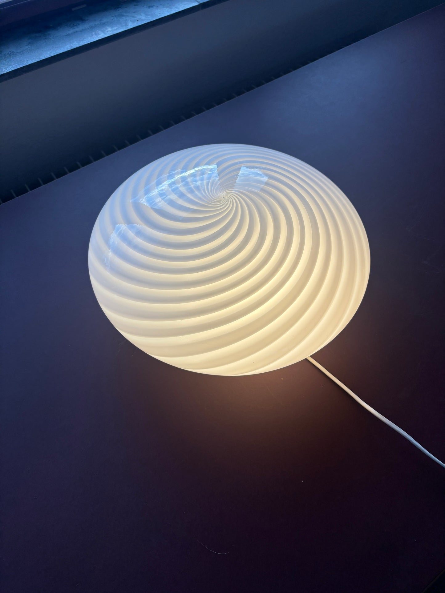 Vintage Murano plafond med hvidt swirl 35 cm