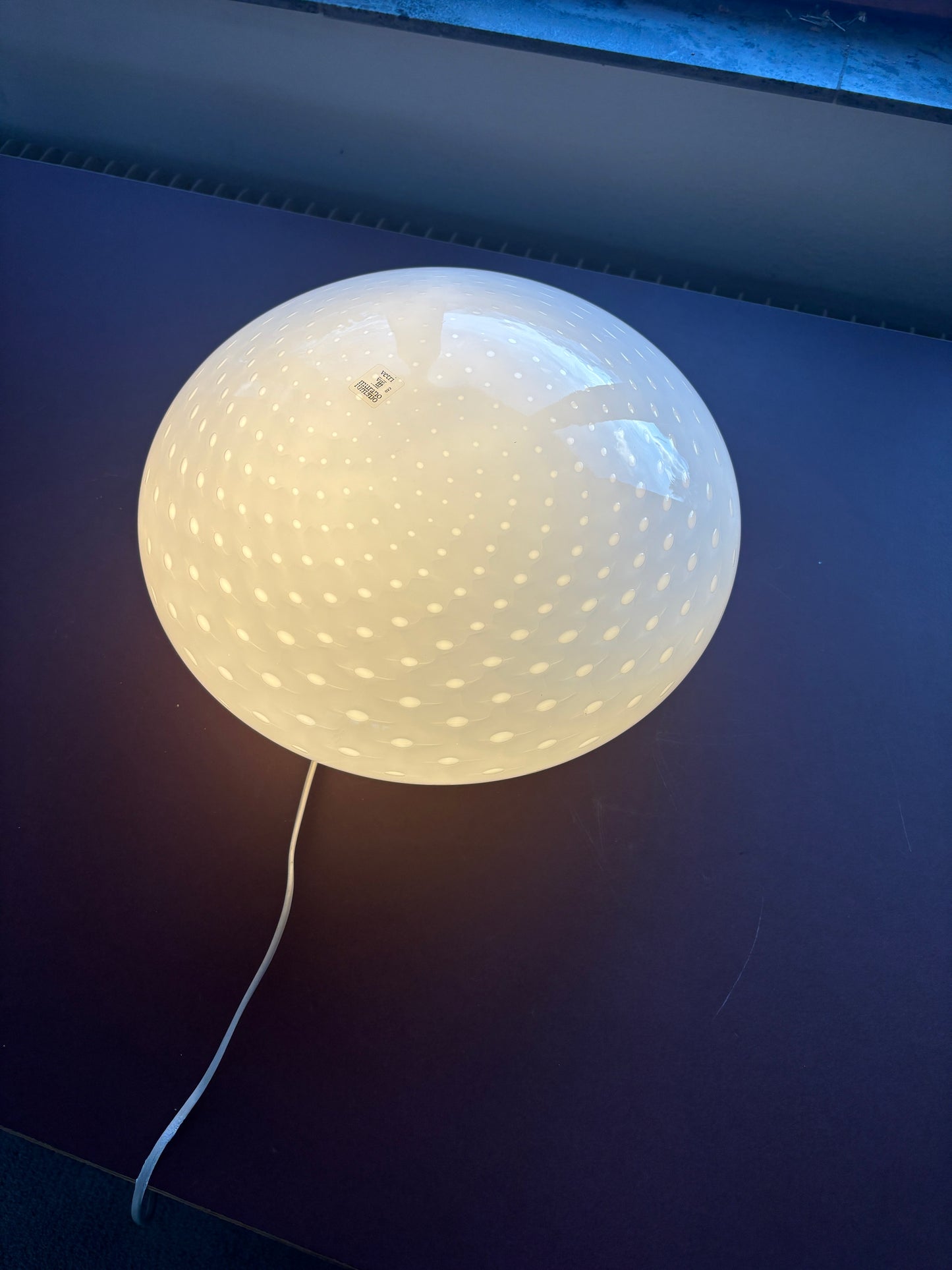 Vintage Murano Effetre plafond i hvid bullicante 40 cm