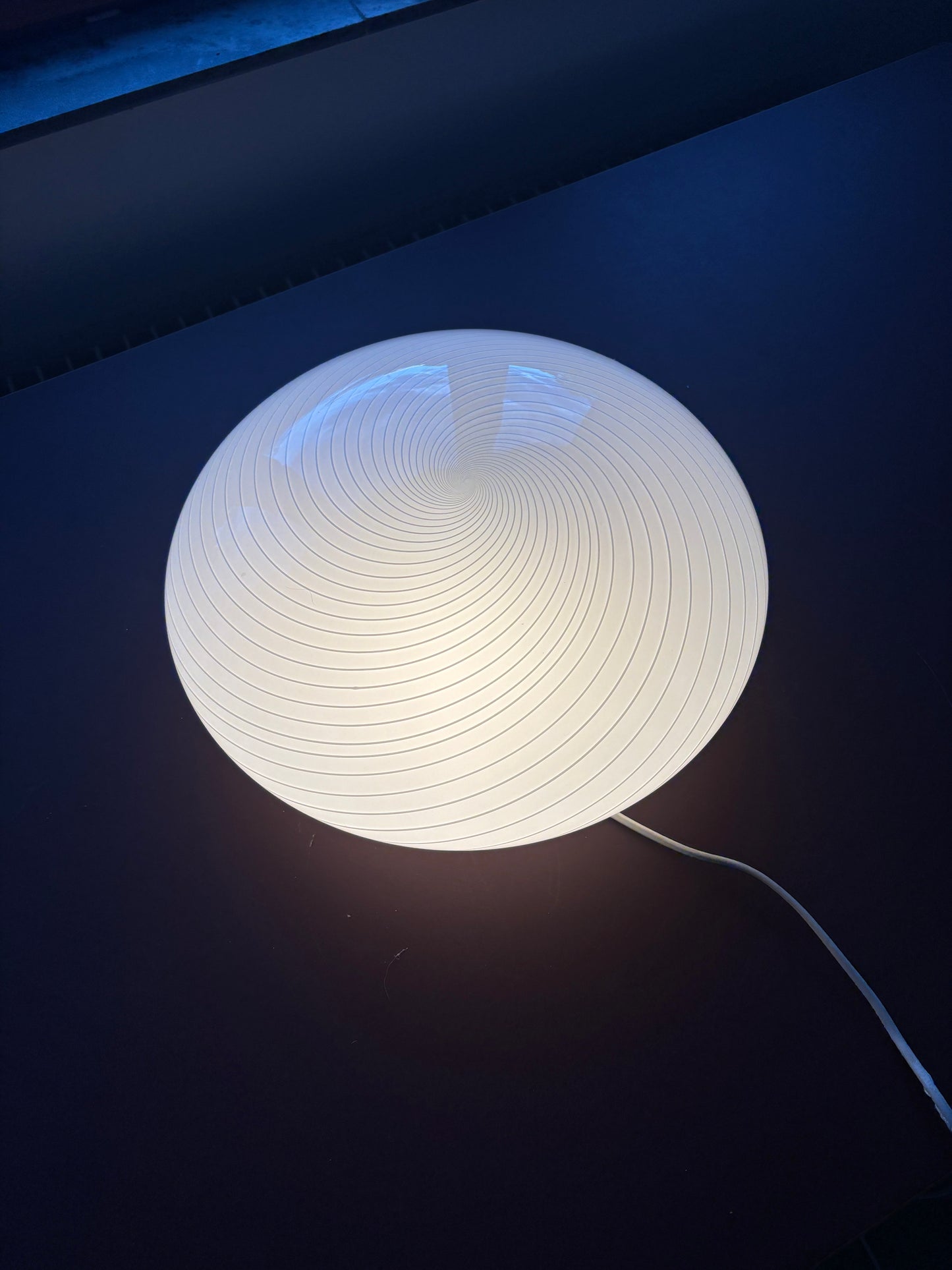 Vintage Murano plafond cremehvid med hvidt swirl 40 cm