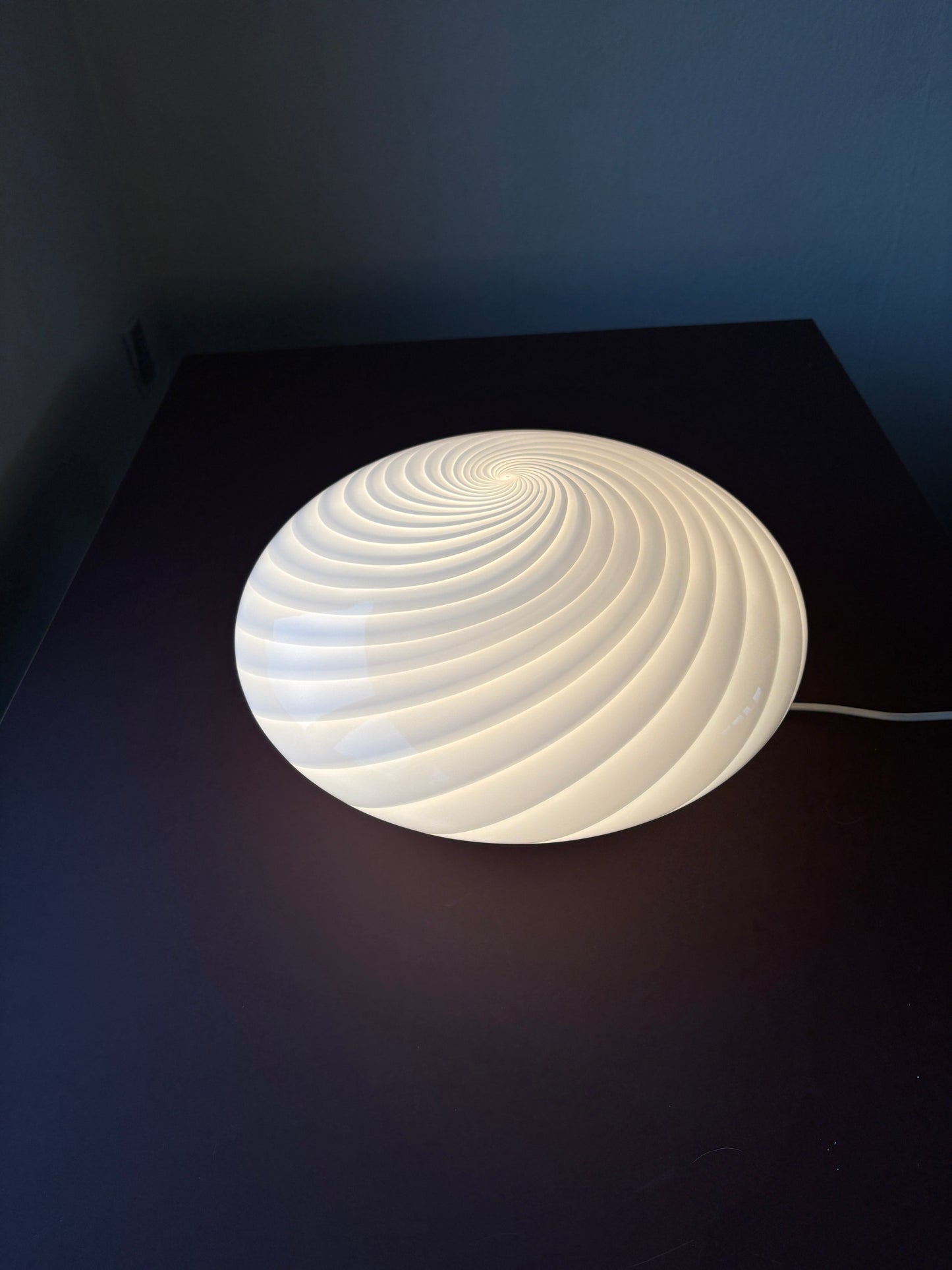 Vintage Murano plafond med hvidt swirl 36 cm