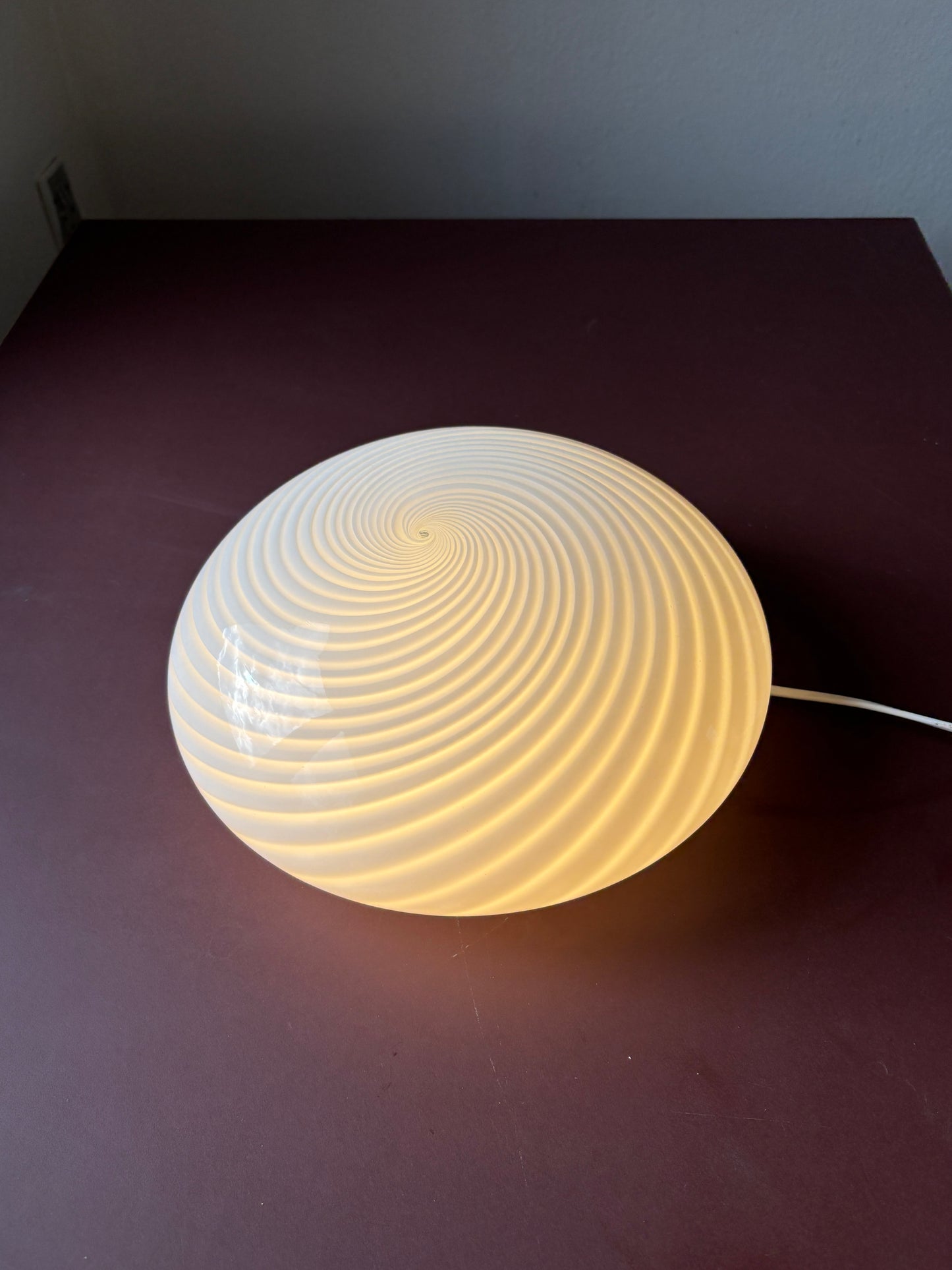 Vintage Murano plafond med hvidt swirl 30 cm