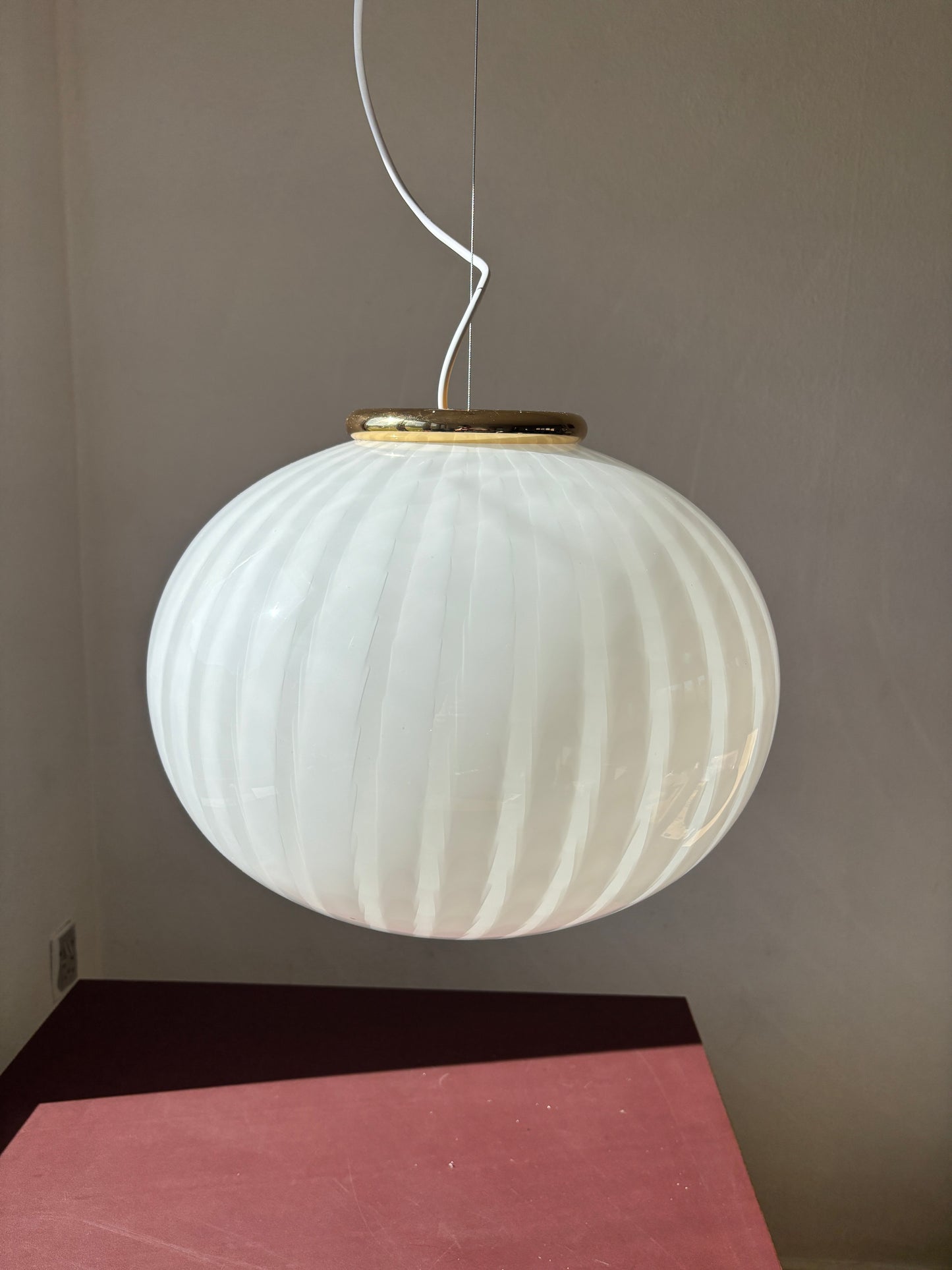 Vintage Murano loftslampe med peacock mønster 43 cm