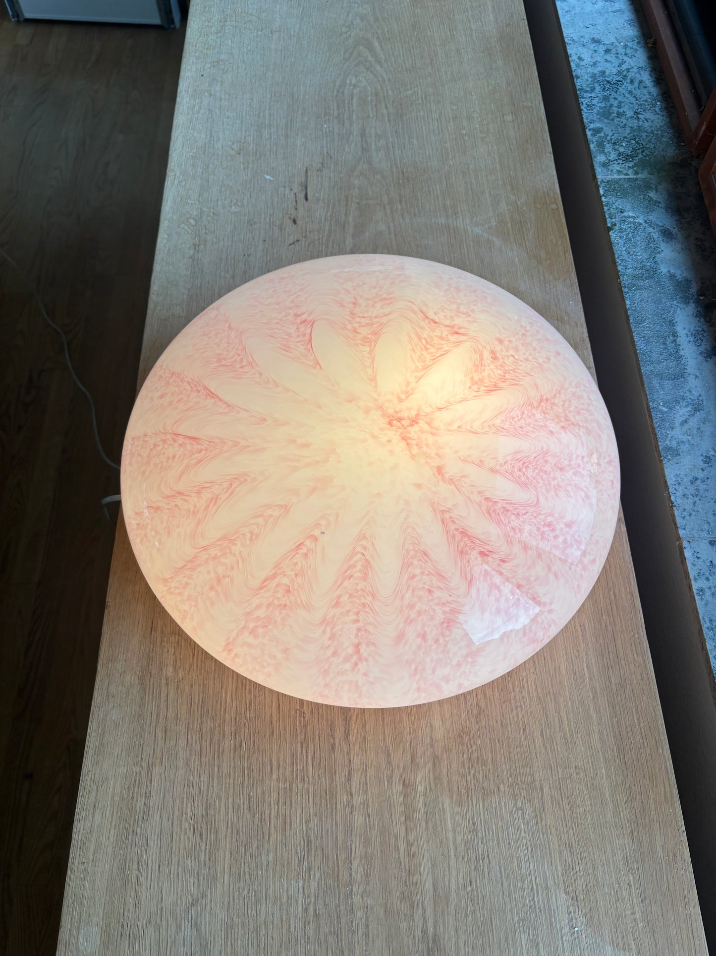 Vintage Murano plafond i et pink tulipan mønster 45 cm