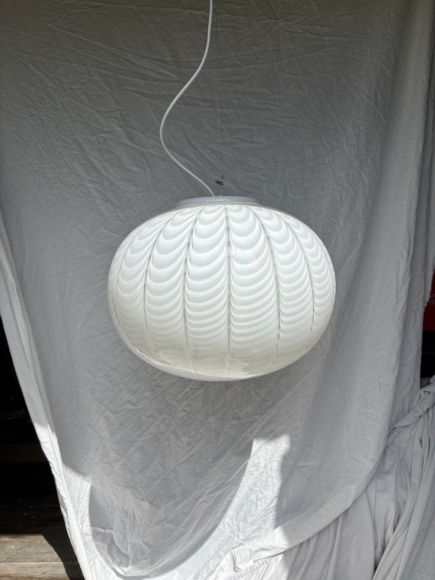 Vintage Murano loftslampe med peacock mønster 43 cm
