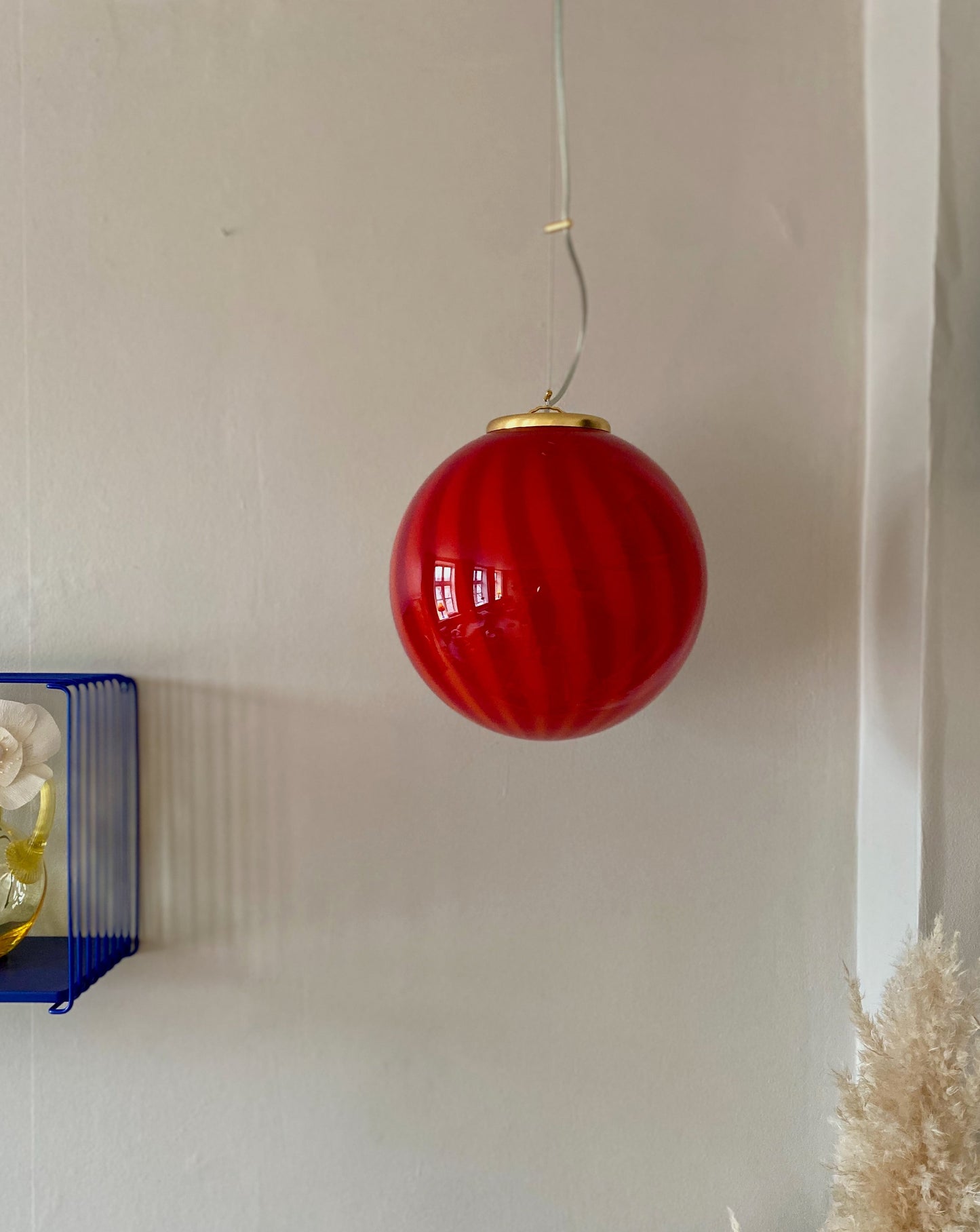 Murano loftslampe i rød vertikal rigadin 30 cm