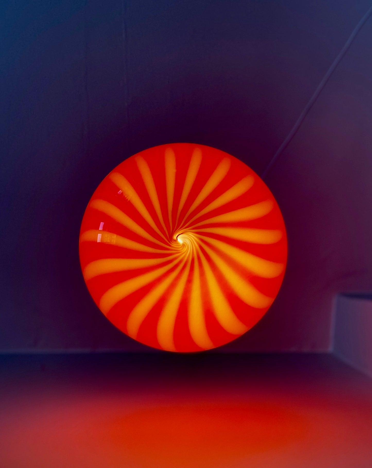 Murano loftslampe i rød vertikal rigadin 30 cm