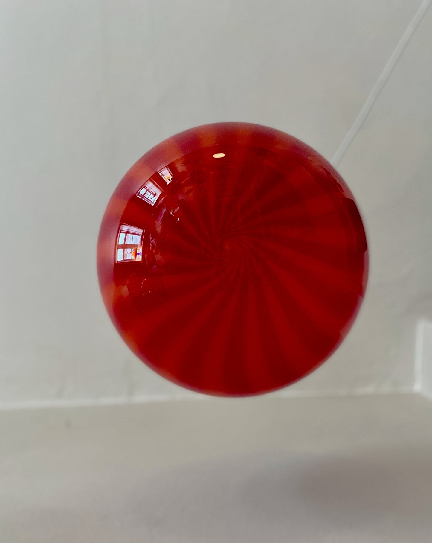 Murano loftslampe i rød vertikal rigadin 30 cm