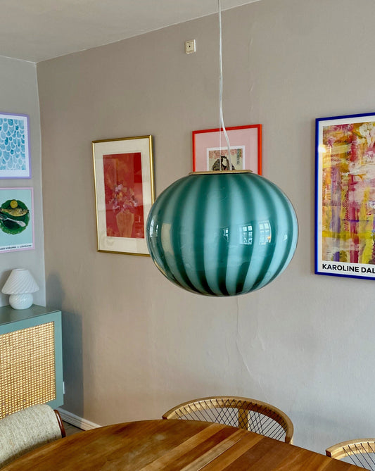 Murano loftslampe med grøn vertikal rigadin 40 cm