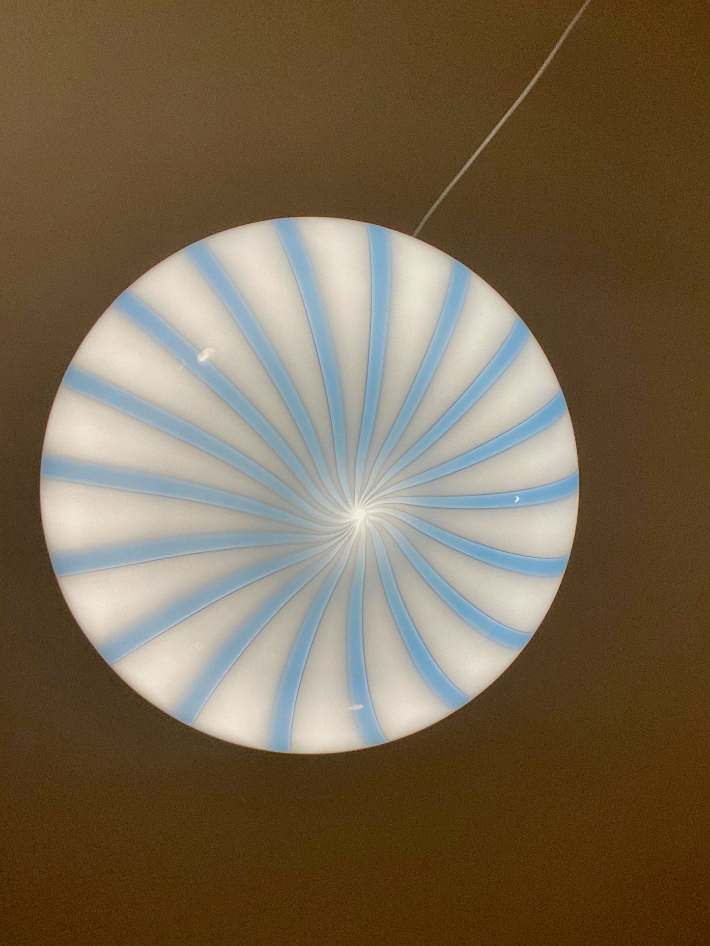 Murano loftslampe med blå vertikal rigadin 40 cm