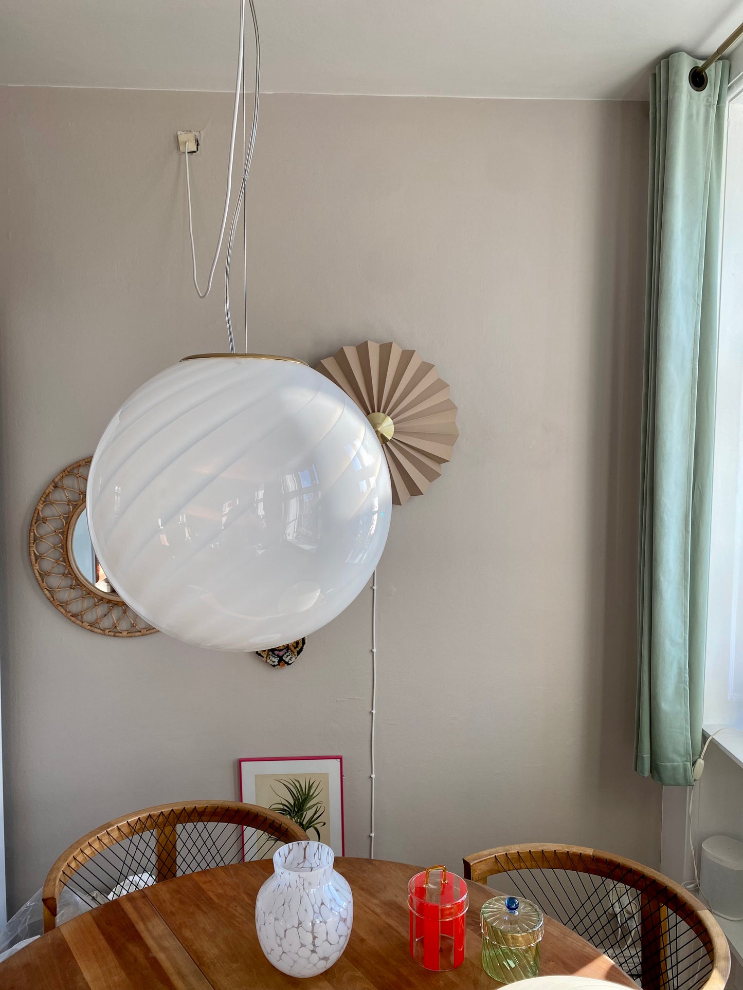 Murano loftlamper i hvid swirl