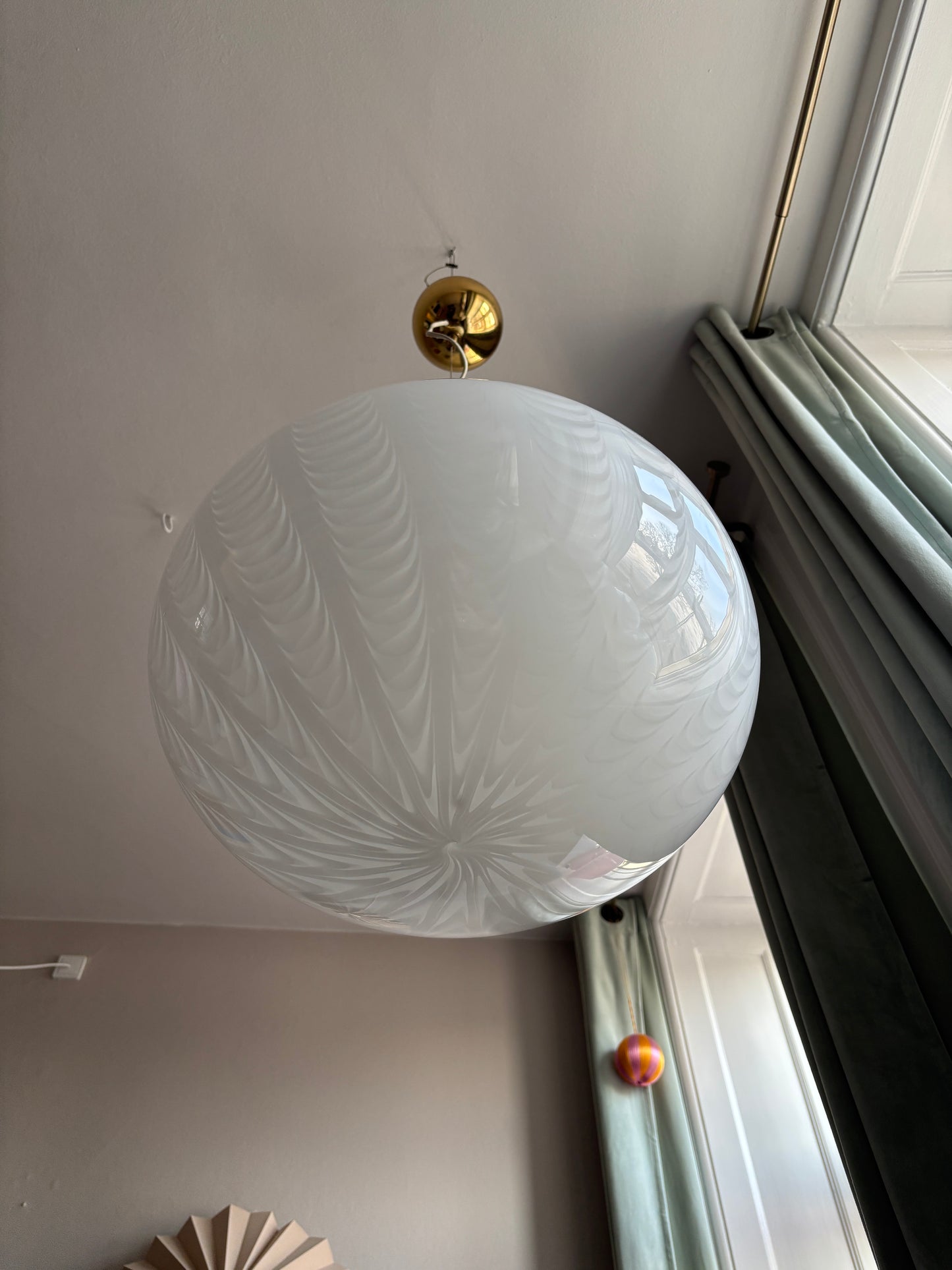 Vintage Murano pendel med peacock mønster 38 cm